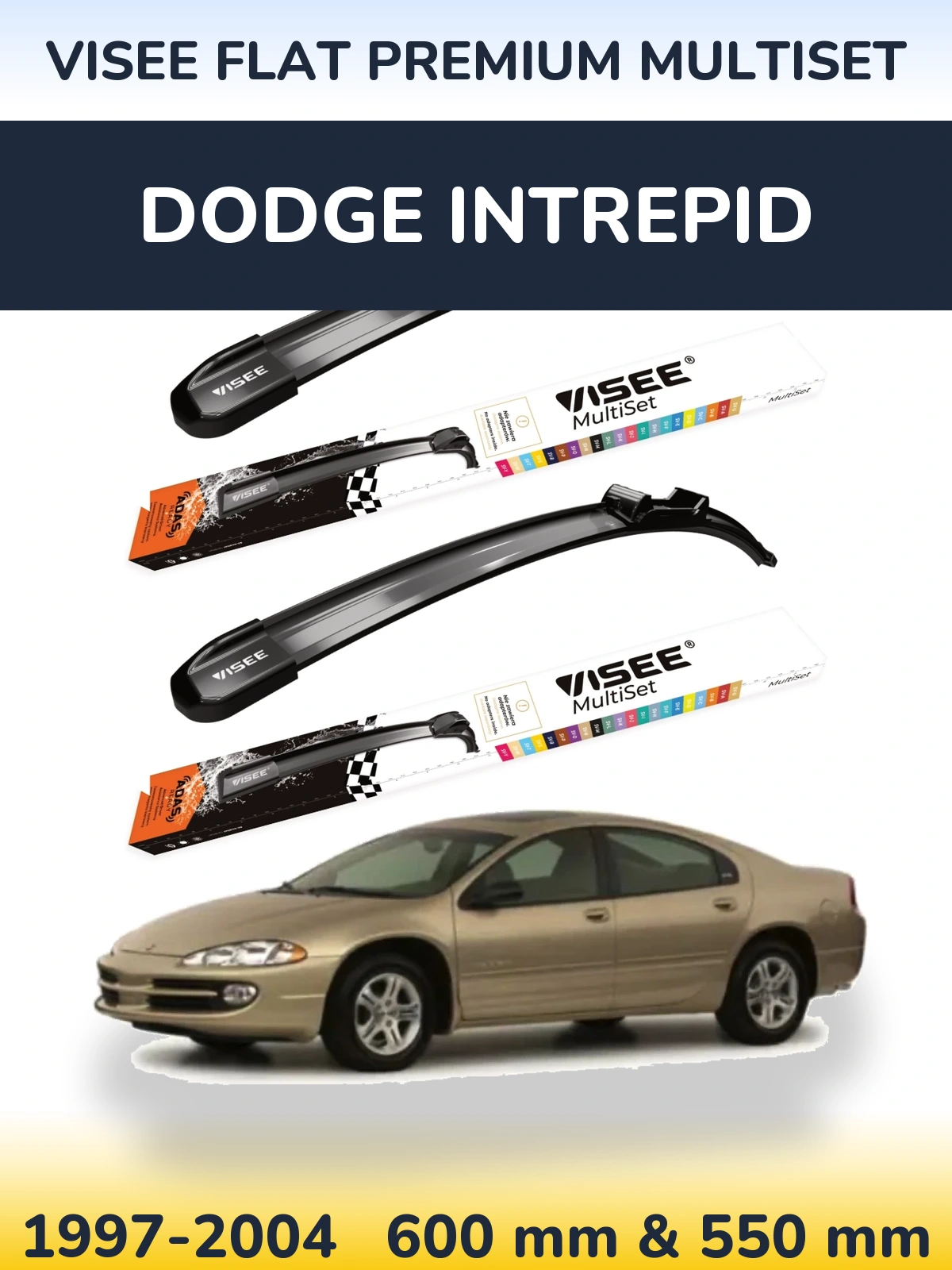 Front wiper blade set VISEE FLAT PREMIUM MultiSet 600 & 550 мм for Dodge Intrepid 1997-2004