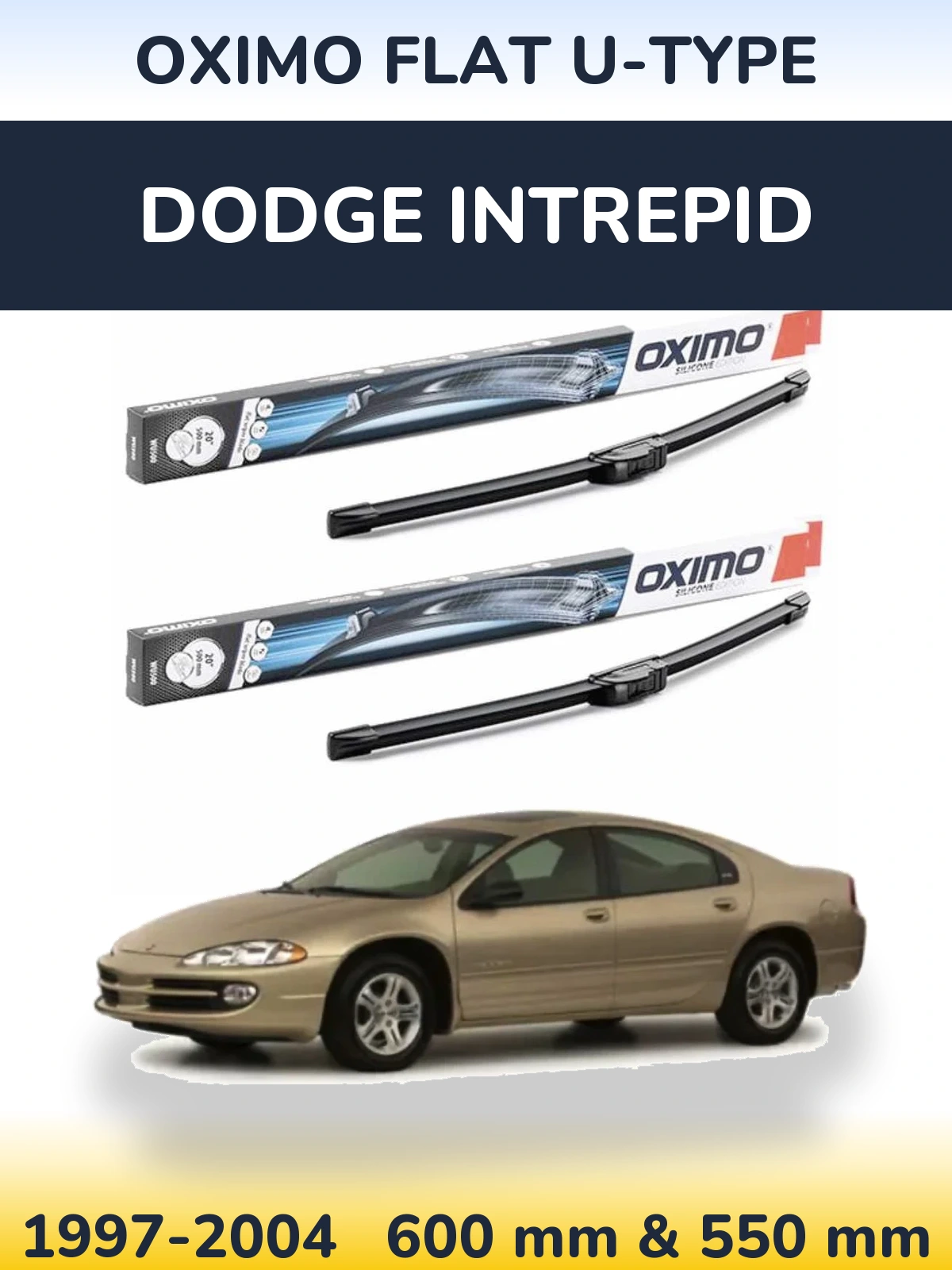 Комплект передніх щіток Oximo Flat U-type 600 & 550 мм для Dodge Intrepid 1997-2004