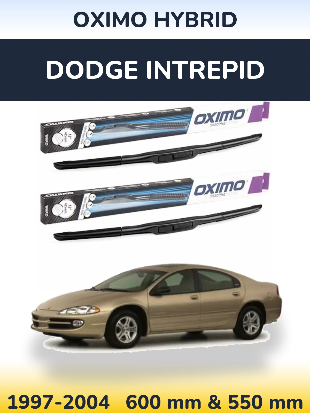 Komplet przednich wycieraczek Oximo Hybrid 600 & 550 mm do Dodge Intrepid 1997-2004