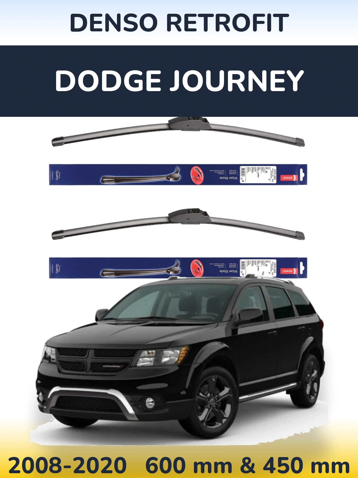 Front wiper blade set Denso Retrofit 600 & 450 мм for Dodge Journey 2008-2020