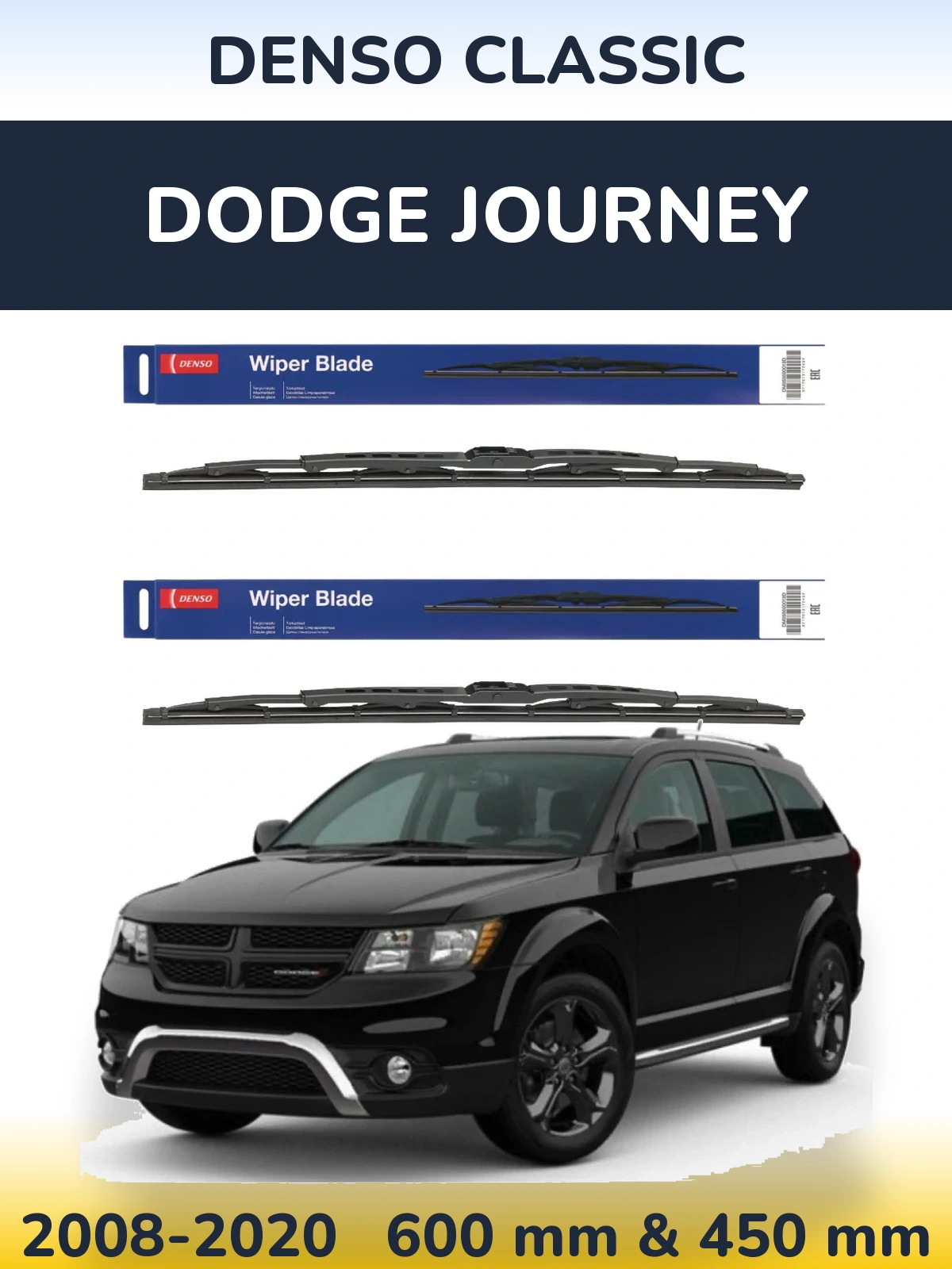 Front wiper blade set Denso Classic 600 & 450 мм for Dodge Journey 2008-2020