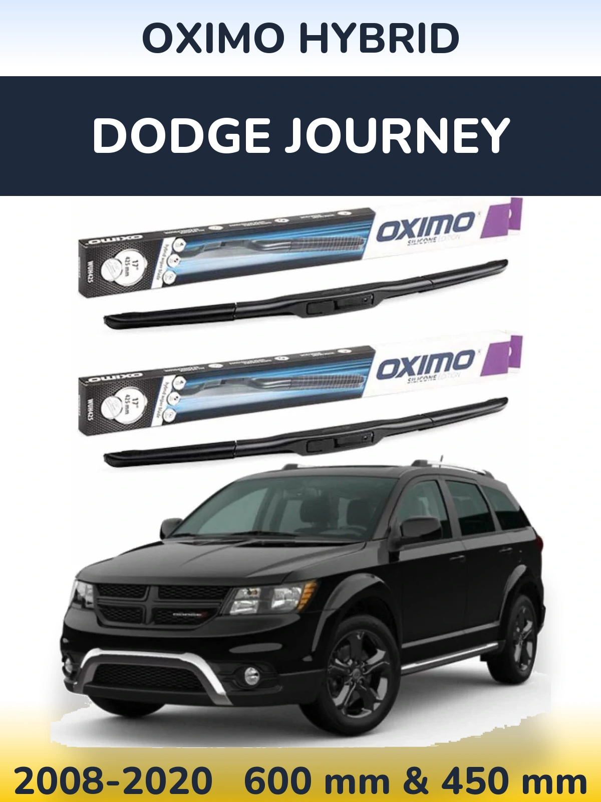 Комплект передніх щіток Oximo Hybrid 600 & 450 мм для Dodge Journey 2008-2020