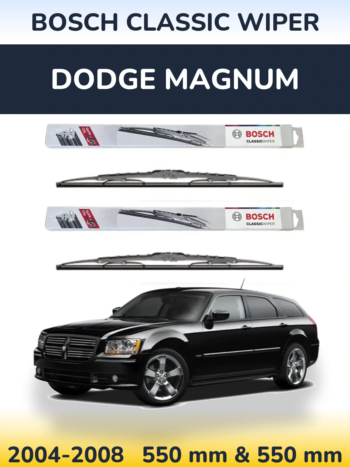 Front wiper blade set BOSCH Classic Wiper 550 & 550 мм for Dodge Magnum 2004-2008