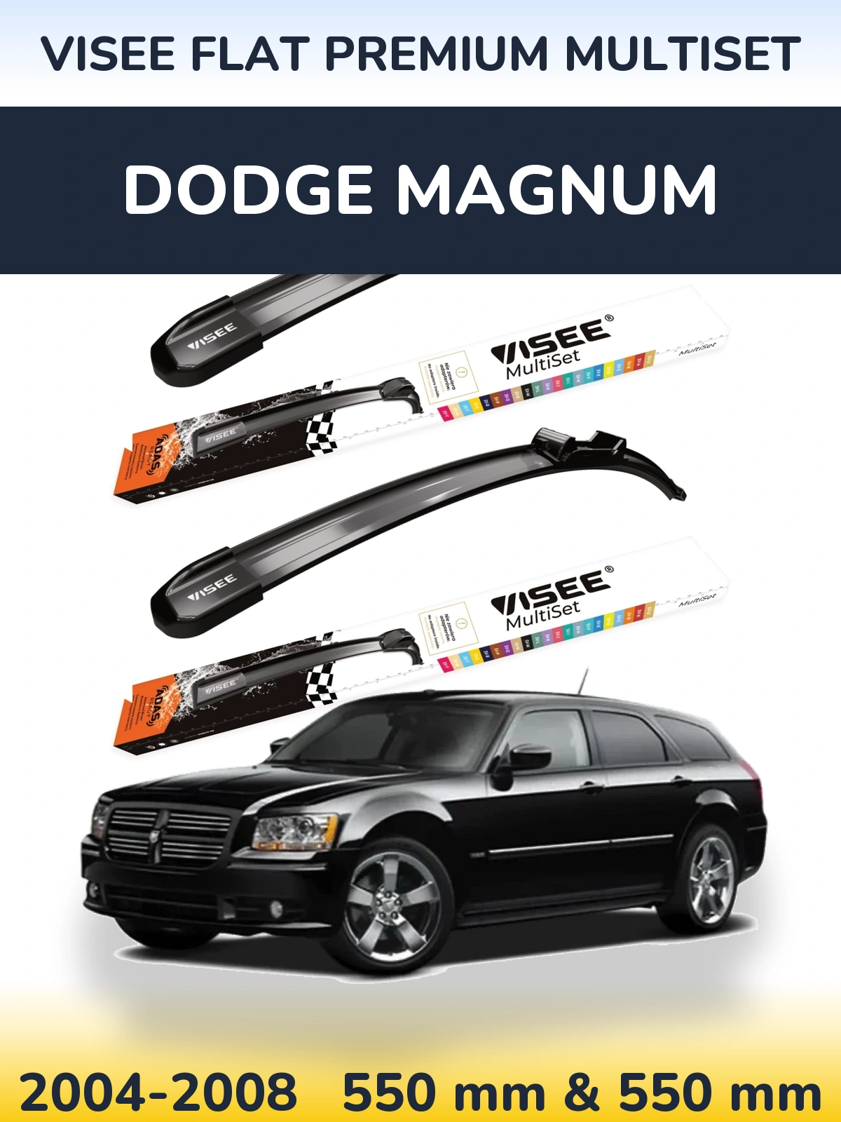 Front wiper blade set VISEE FLAT PREMIUM MultiSet 550 & 550 мм for Dodge Magnum 2004-2008
