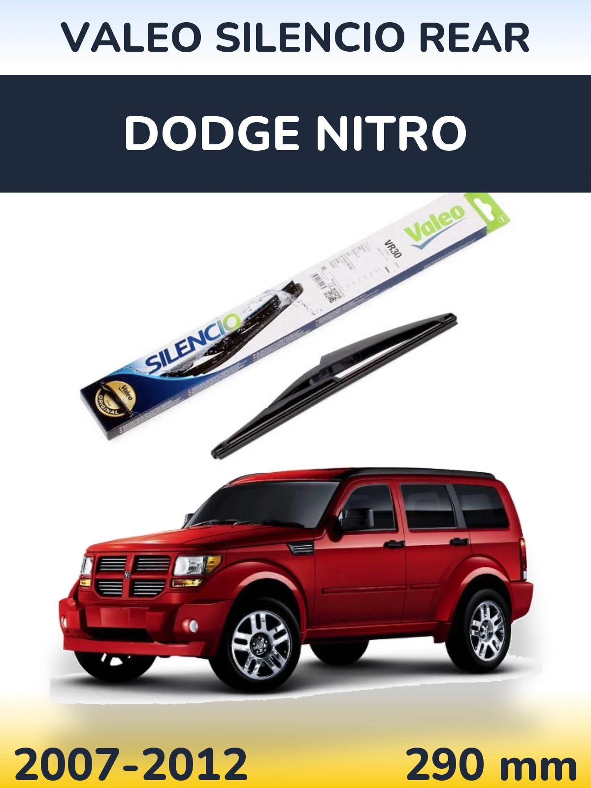 Задний дворник Valeo Silencio Rear 290 мм для Dodge Nitro 2007-2012