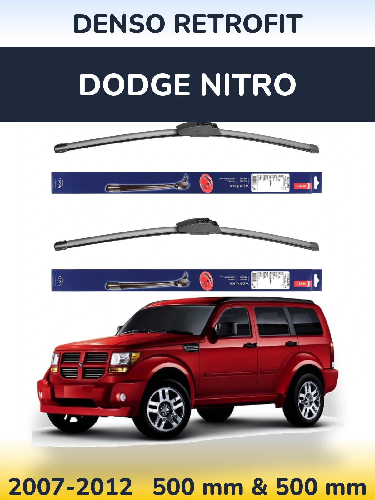 Комплект передних дворников Denso Retrofit 500 & 500 мм для Dodge Nitro 2007-2012
