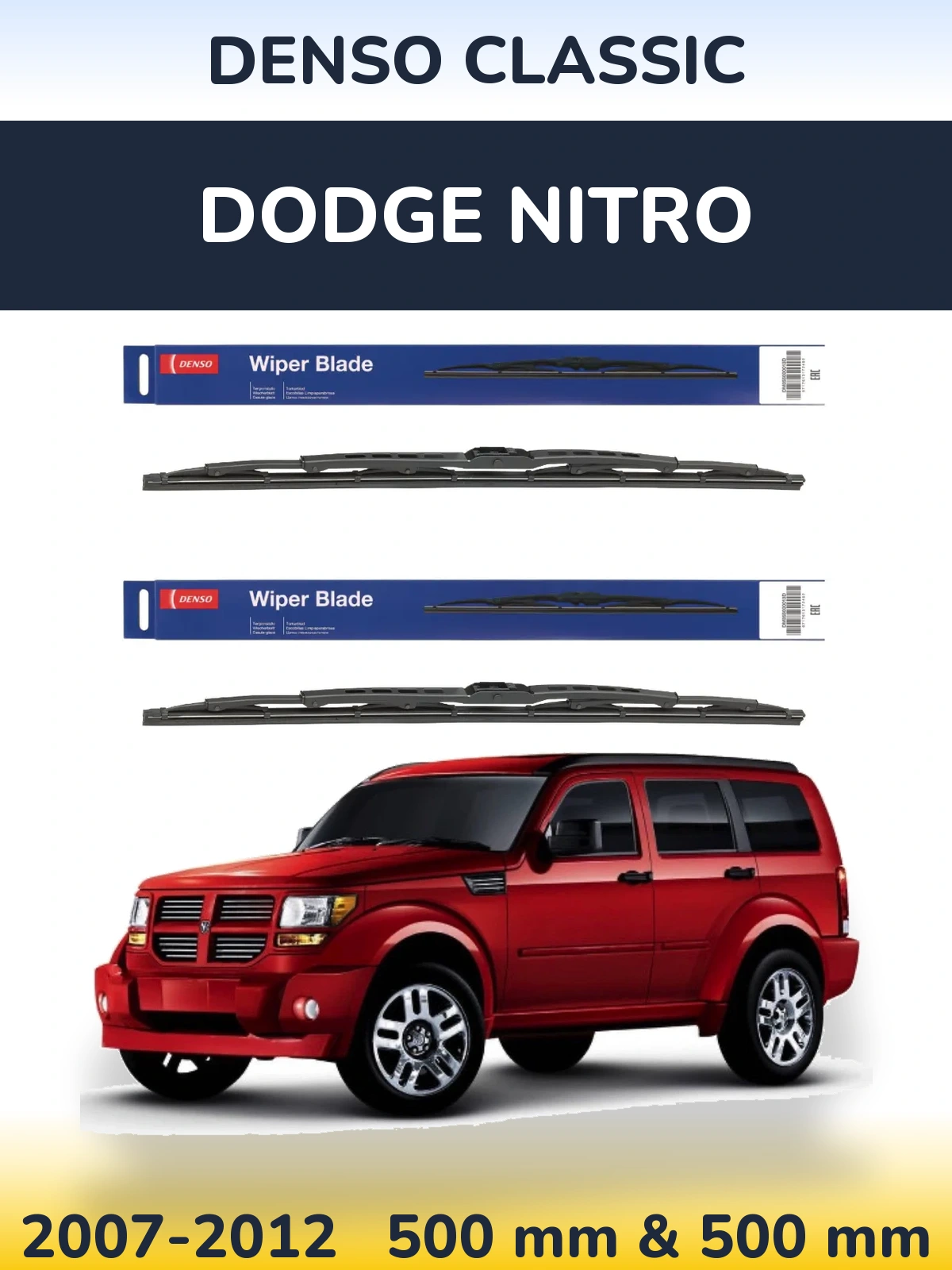 Front wiper blade set Denso Classic 500 & 500 mm for Dodge Nitro 2007-2012