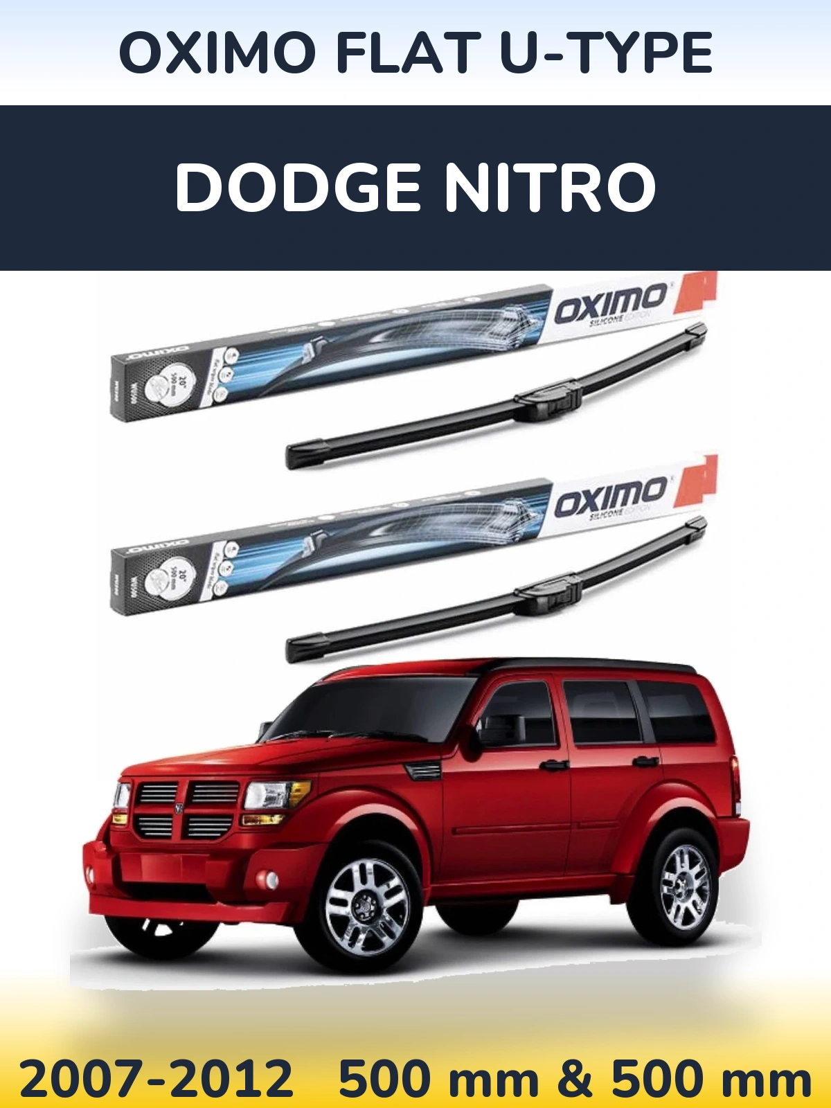 Комплект передних дворников Oximo Flat U-type 500 & 500 мм для Dodge Nitro 2007-2012