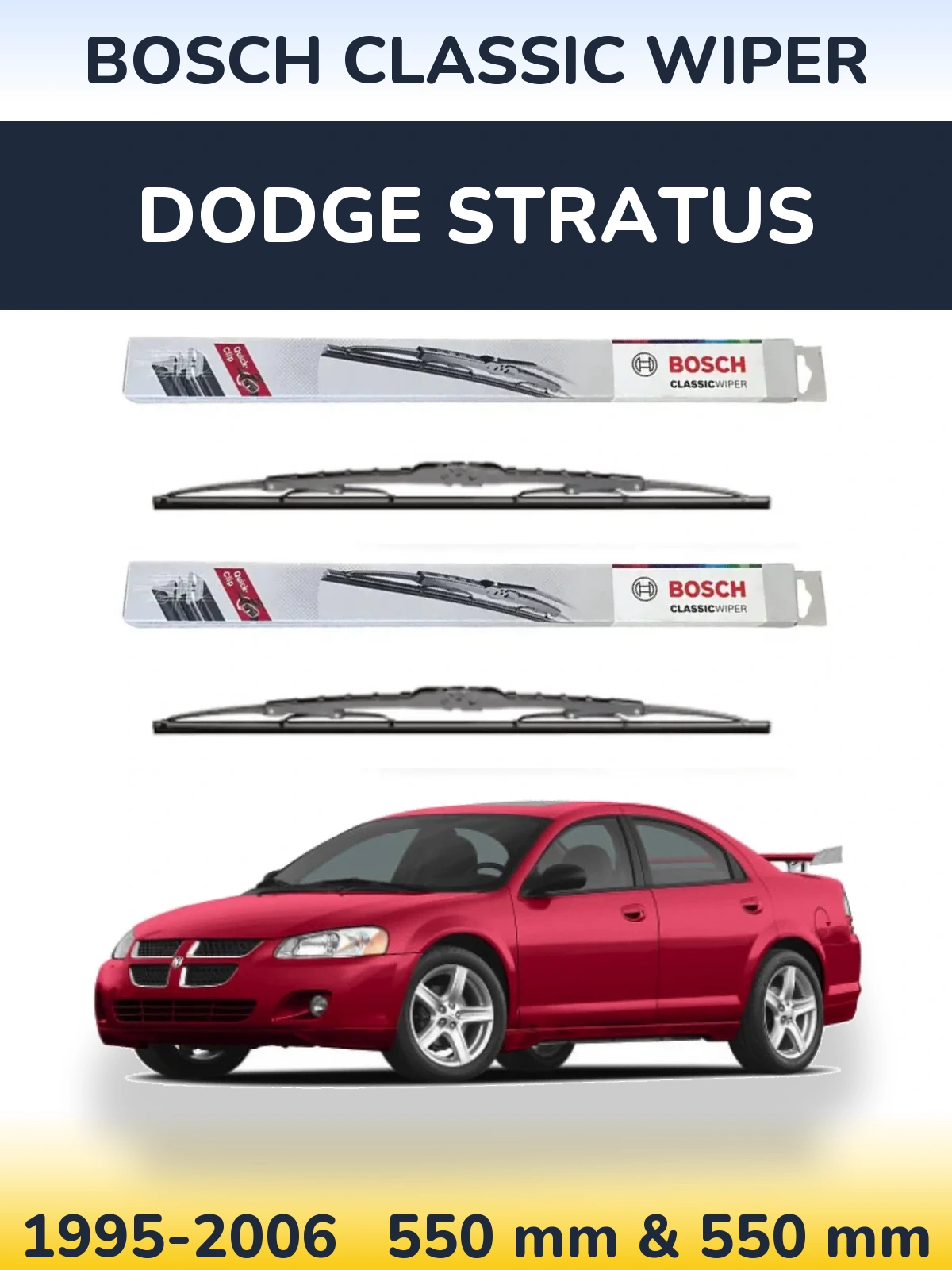 Komplet przednich wycieraczek BOSCH Classic Wiper 550 & 550 mm do Dodge Stratus 1995-2006