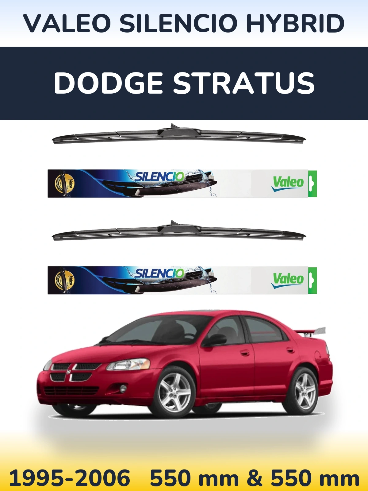 Комплект передних дворников Valeo Silencio Hybrid 550 & 550 мм для Dodge Stratus 1995-2006