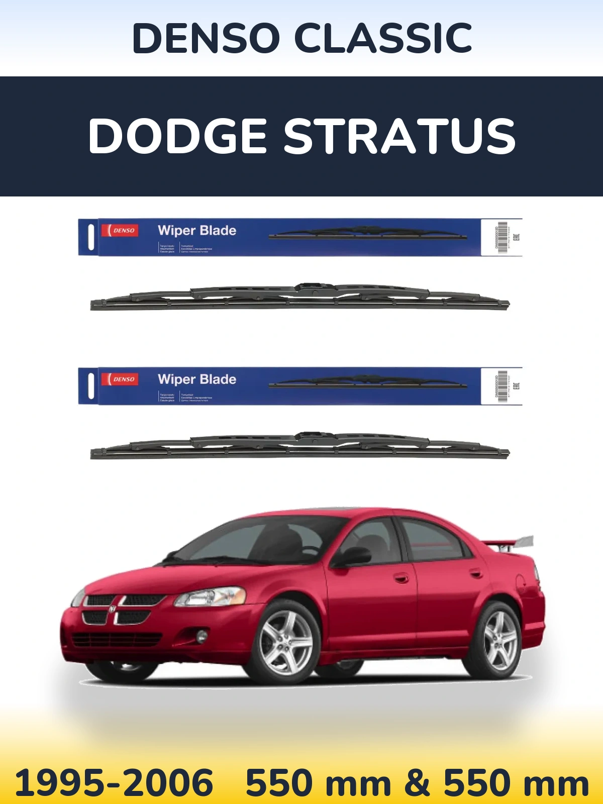 Front wiper blade set Denso Classic 550 & 550 mm for Dodge Stratus 1995-2006
