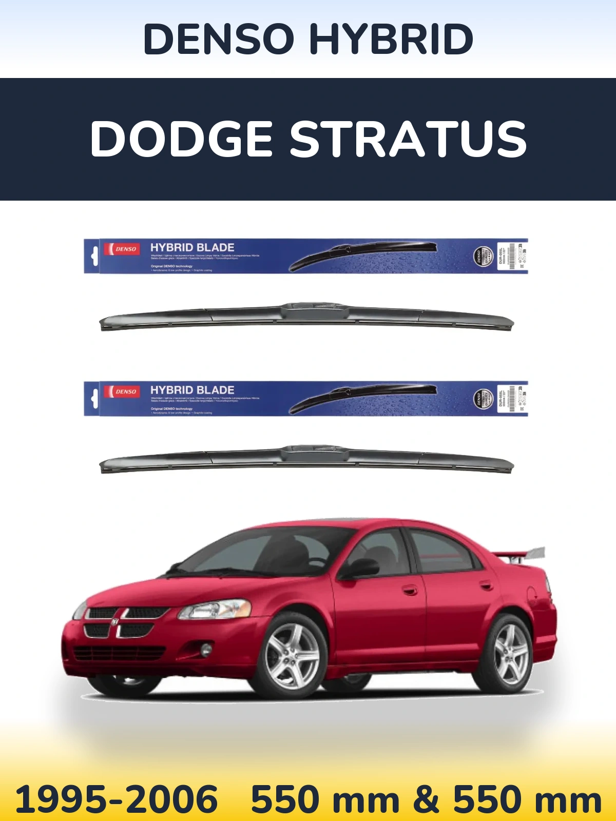 Komplet przednich wycieraczek Denso Hybrid 550 & 550 mm do Dodge Stratus 1995-2006