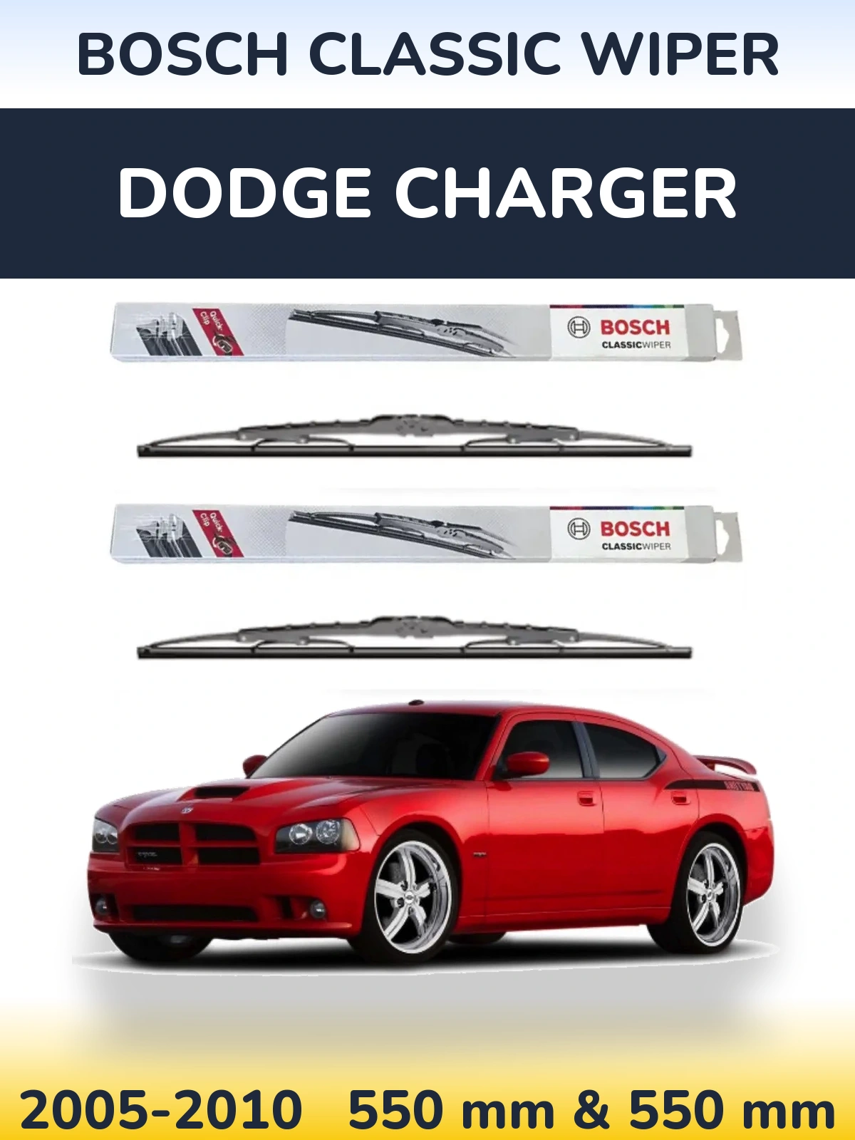 Комплект передніх щіток BOSCH Classic Wiper 550 & 550 мм для Dodge Charger 2005-2010