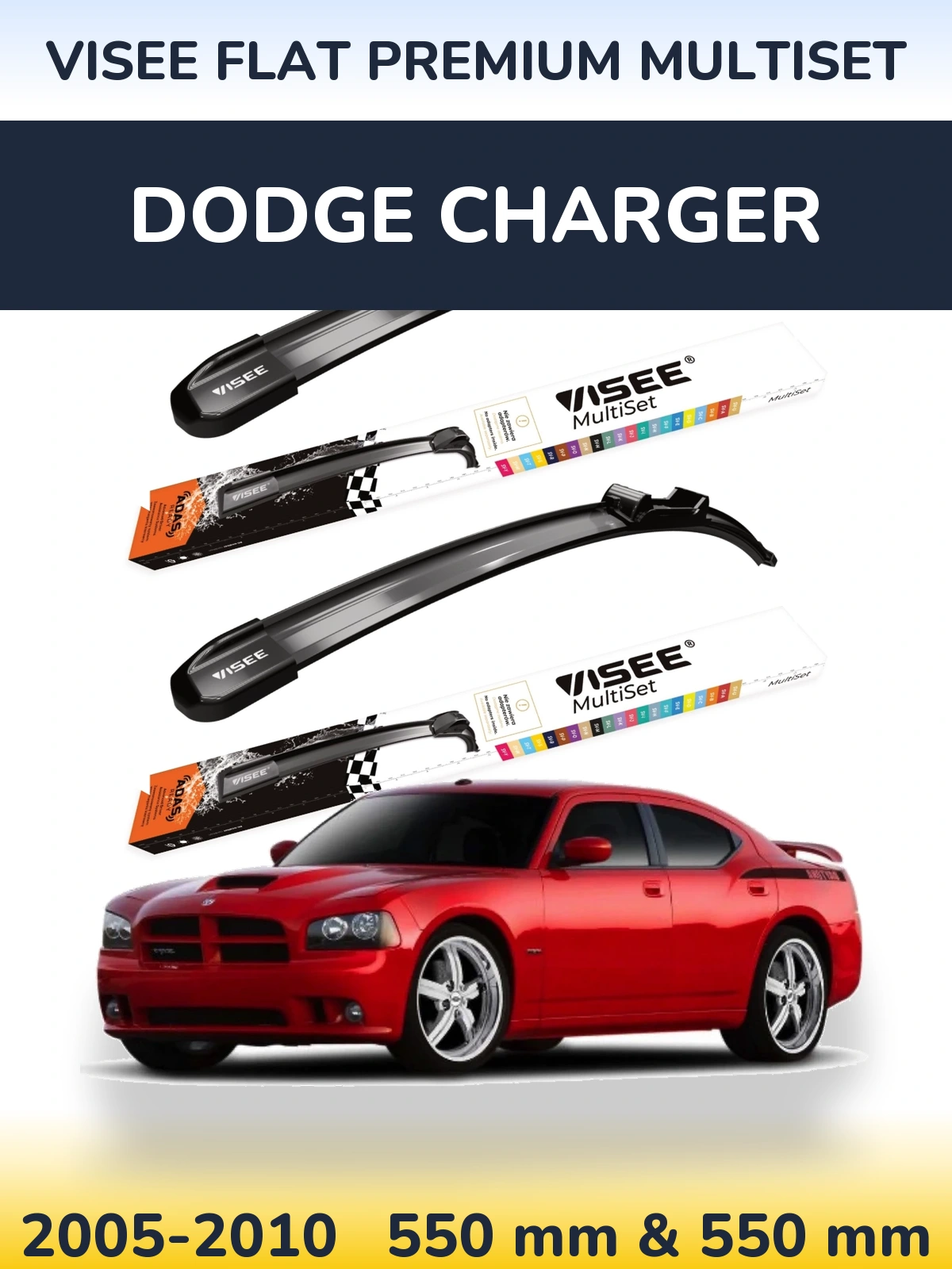 Komplet przednich wycieraczek VISEE FLAT PREMIUM MultiSet 550 & 550 mm do Dodge Charger 2005-2010