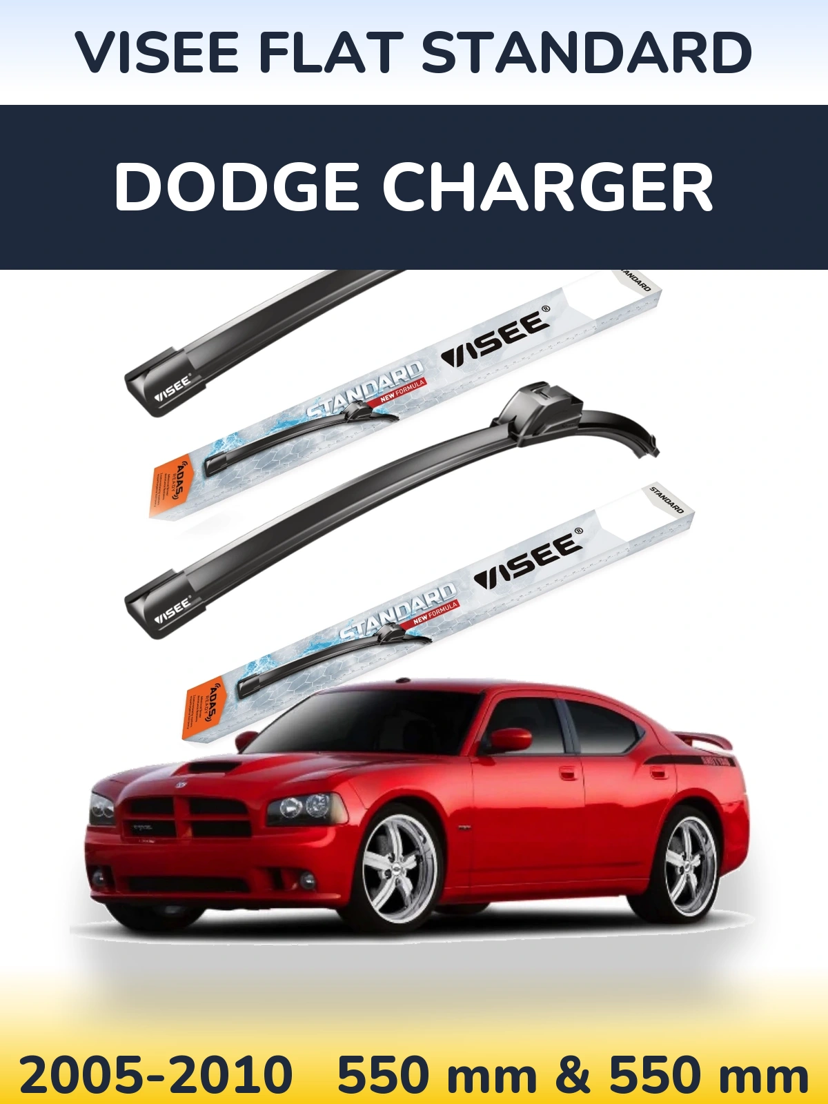 Front wiper blade set VISEE FLAT STANDARD 550 & 550 мм for Dodge Charger 2005-2010
