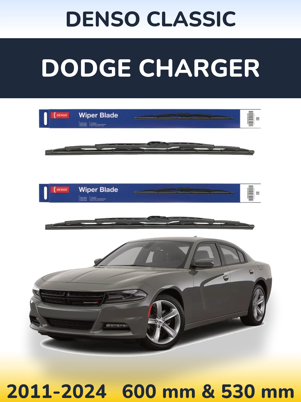 Front wiper blade set Denso Classic 600 & 530 мм for Dodge Charger 2011-2024
