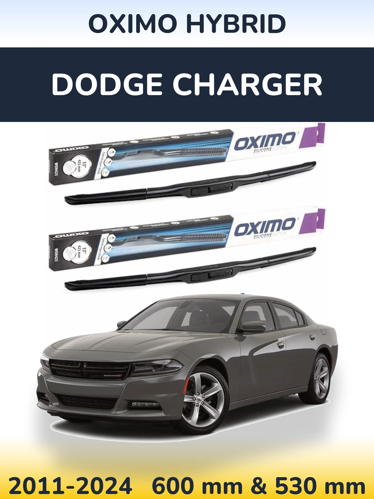 Front wiper blade set Oximo Hybrid 600 & 530 мм for Dodge Charger 2011-2024