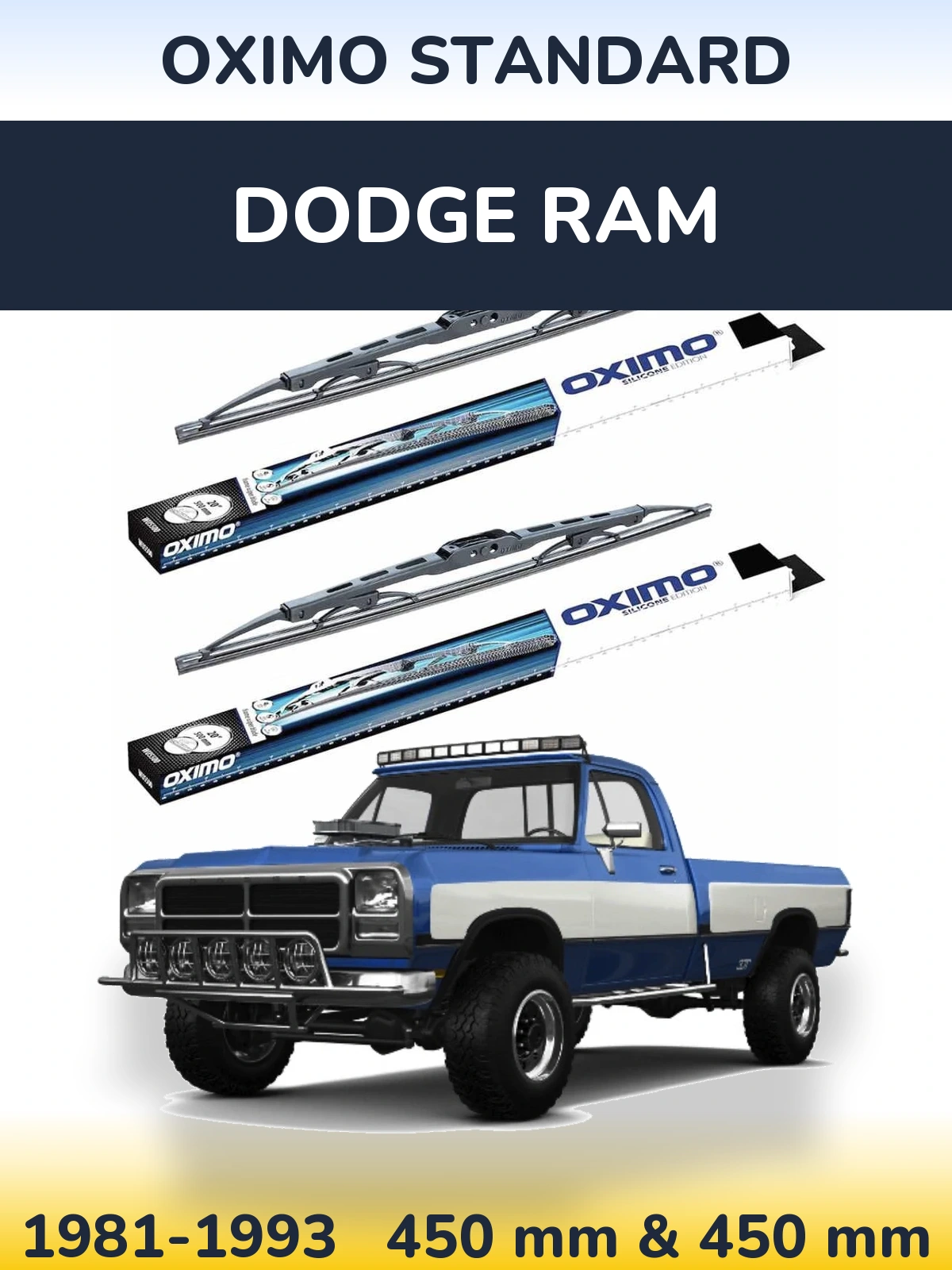 Front wiper blade set Oximo Standard 450 & 450 мм for Dodge RAM 1981-1993