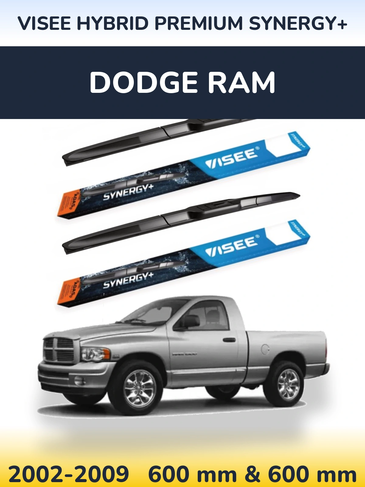 Комплект передніх щіток VISEE HYBRID PREMIUM SYNERGY+ 600 & 600 мм для Dodge RAM 2002-2009