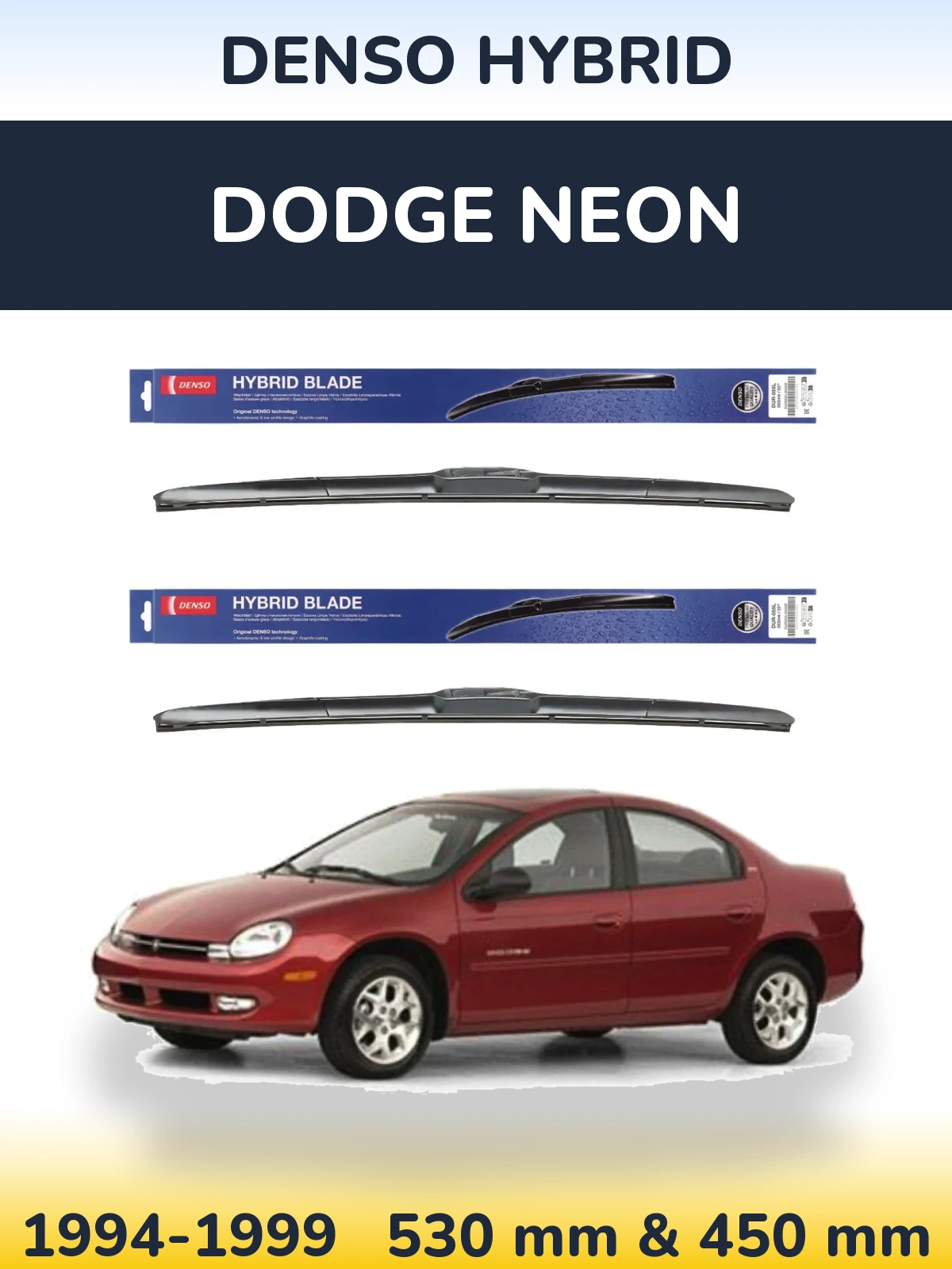 Front wiper blade set Denso Hybrid 530 & 450 мм for Dodge Neon 1994-1999