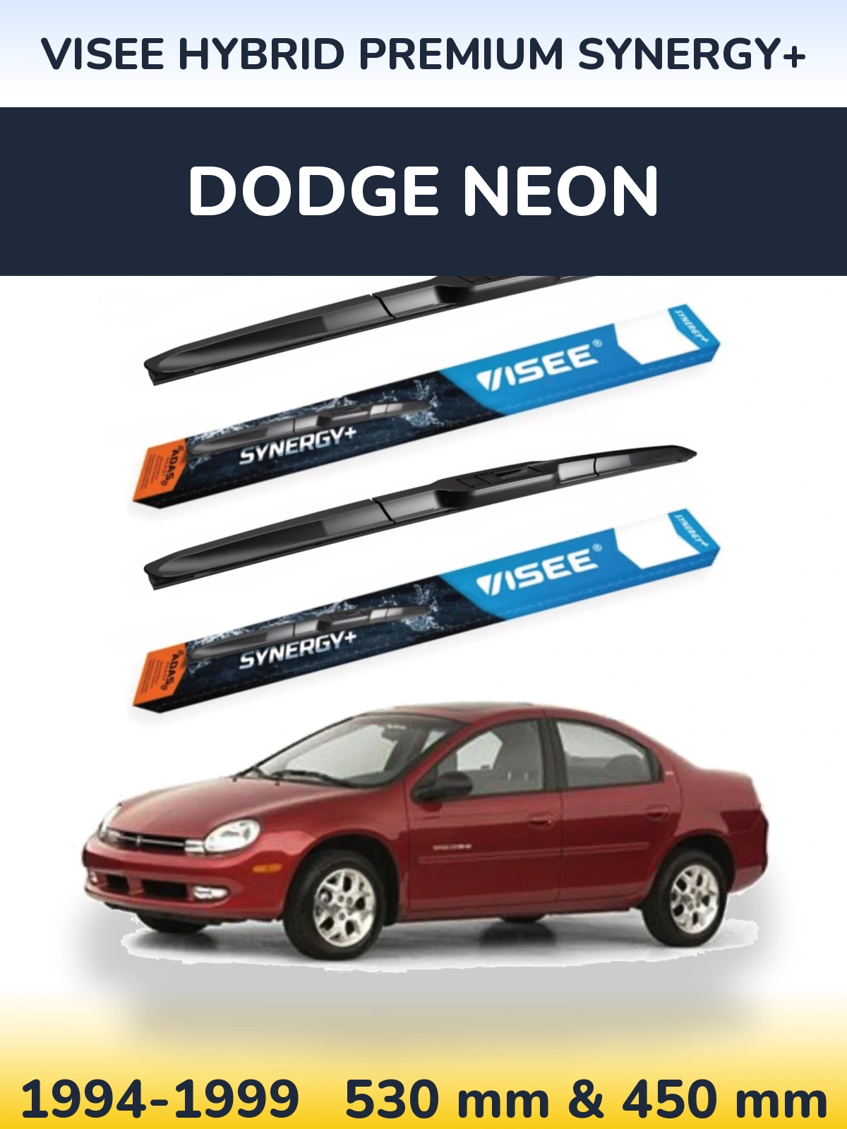 Front wiper blade set VISEE HYBRID PREMIUM SYNERGY+ 530 & 450 мм for Dodge Neon 1994-1999