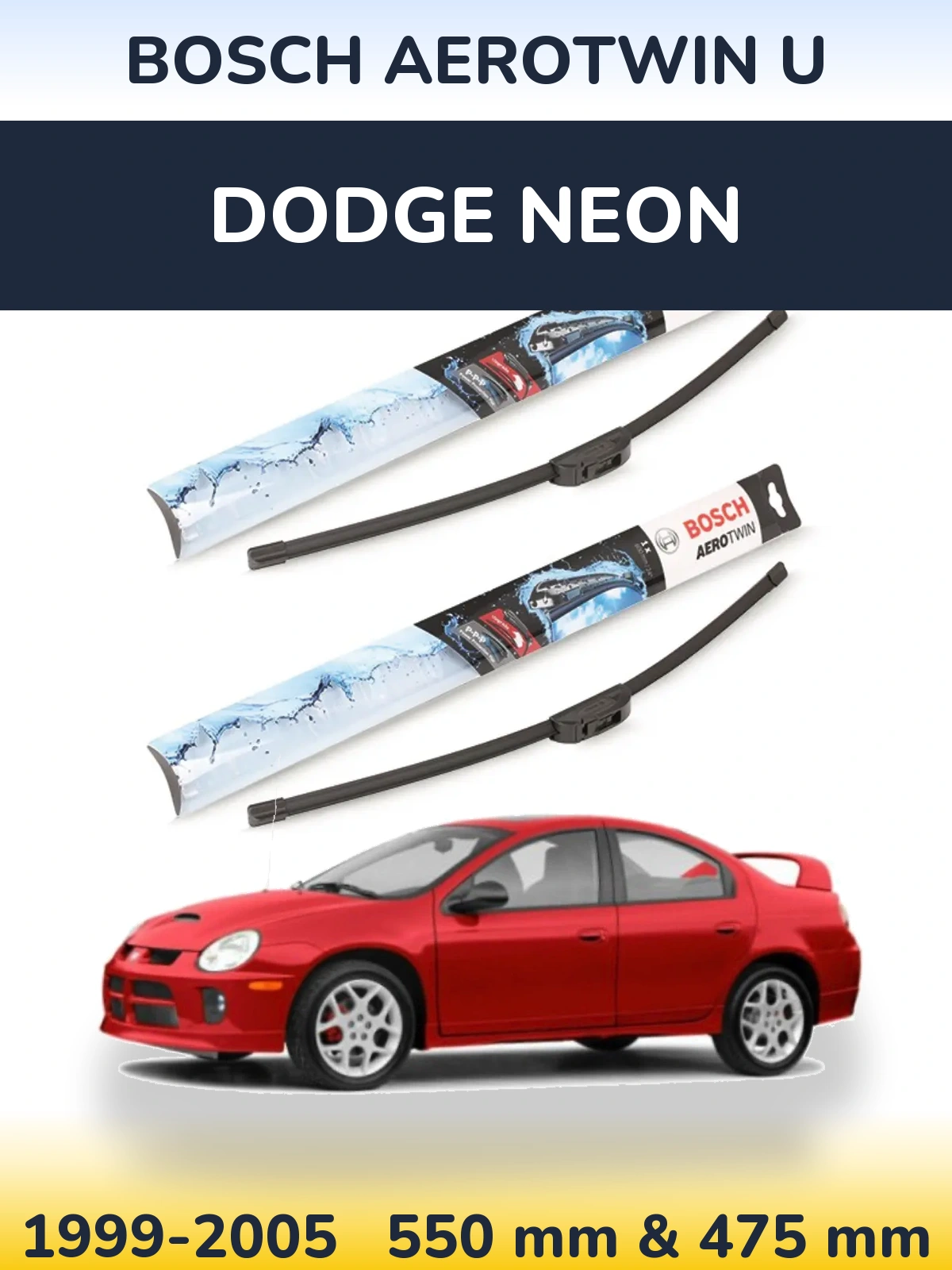Front wiper blade set BOSCH AeroTwin U 550 & 475 мм for Dodge Neon 1999-2005