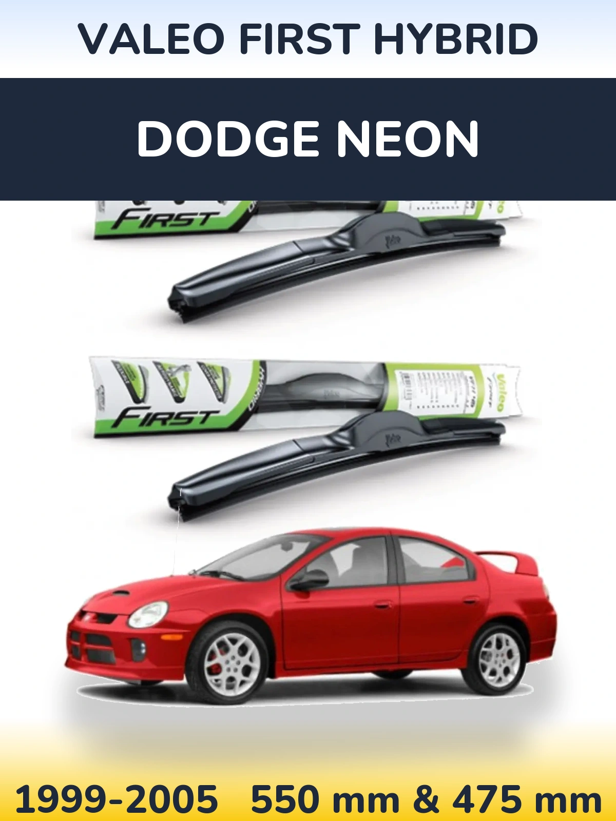 Front wiper blade set Valeo First Hybrid 550 & 475 мм for Dodge Neon 1999-2005