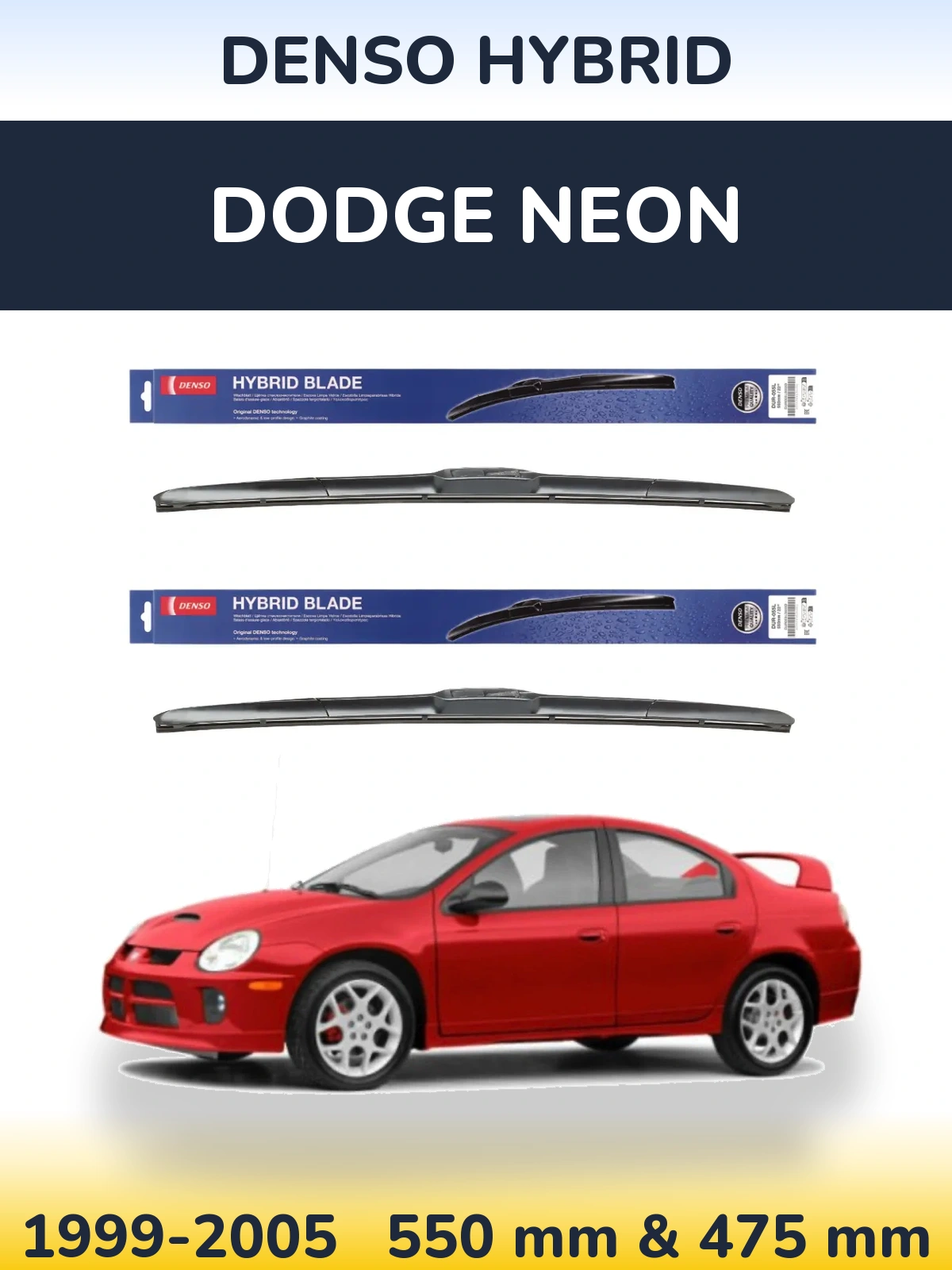 Front wiper blade set Denso Hybrid 550 & 475 мм for Dodge Neon 1999-2005