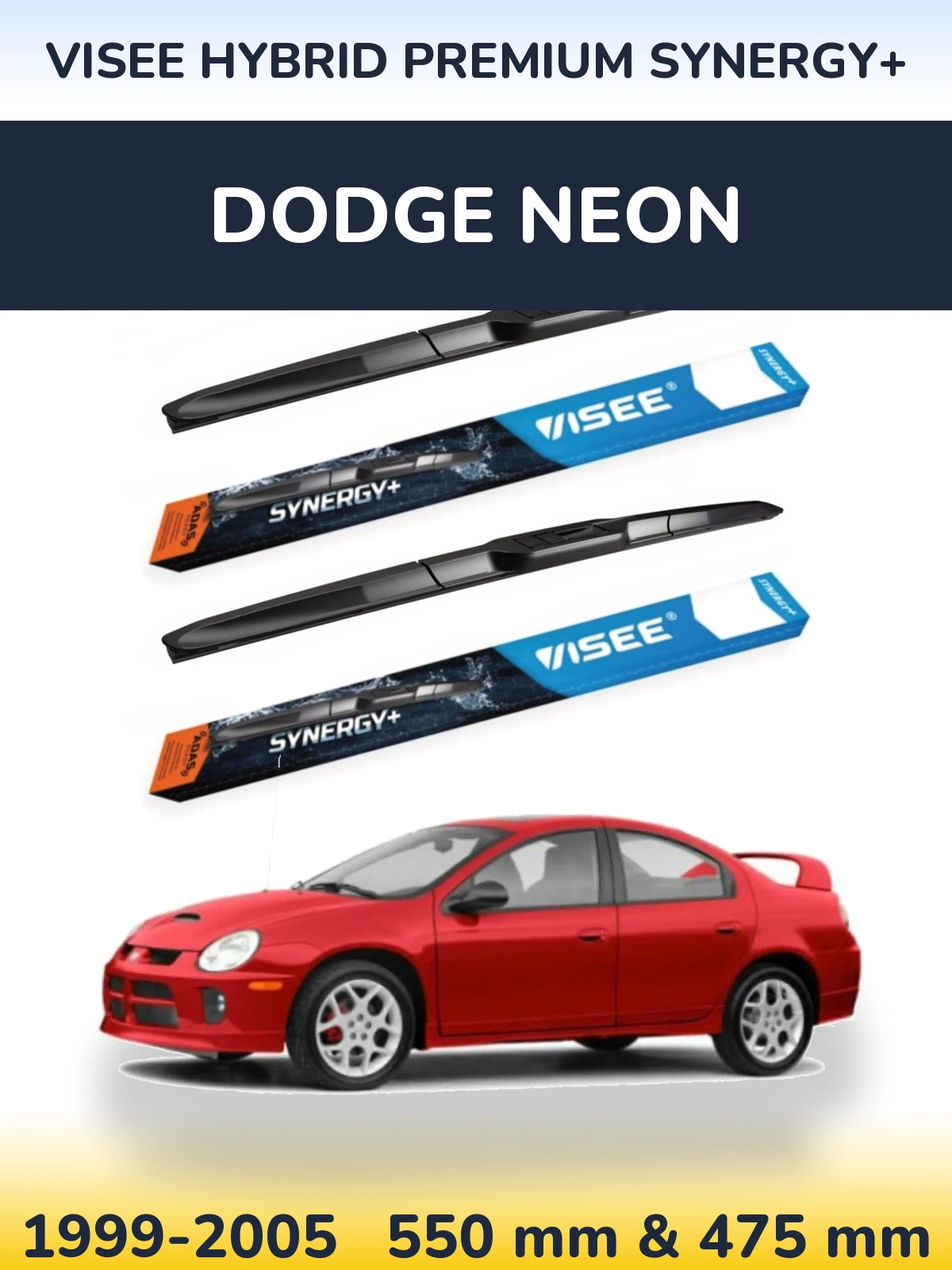 Komplet przednich wycieraczek VISEE HYBRID PREMIUM SYNERGY+ 550 & 475 mm do Dodge Neon 1999-2005