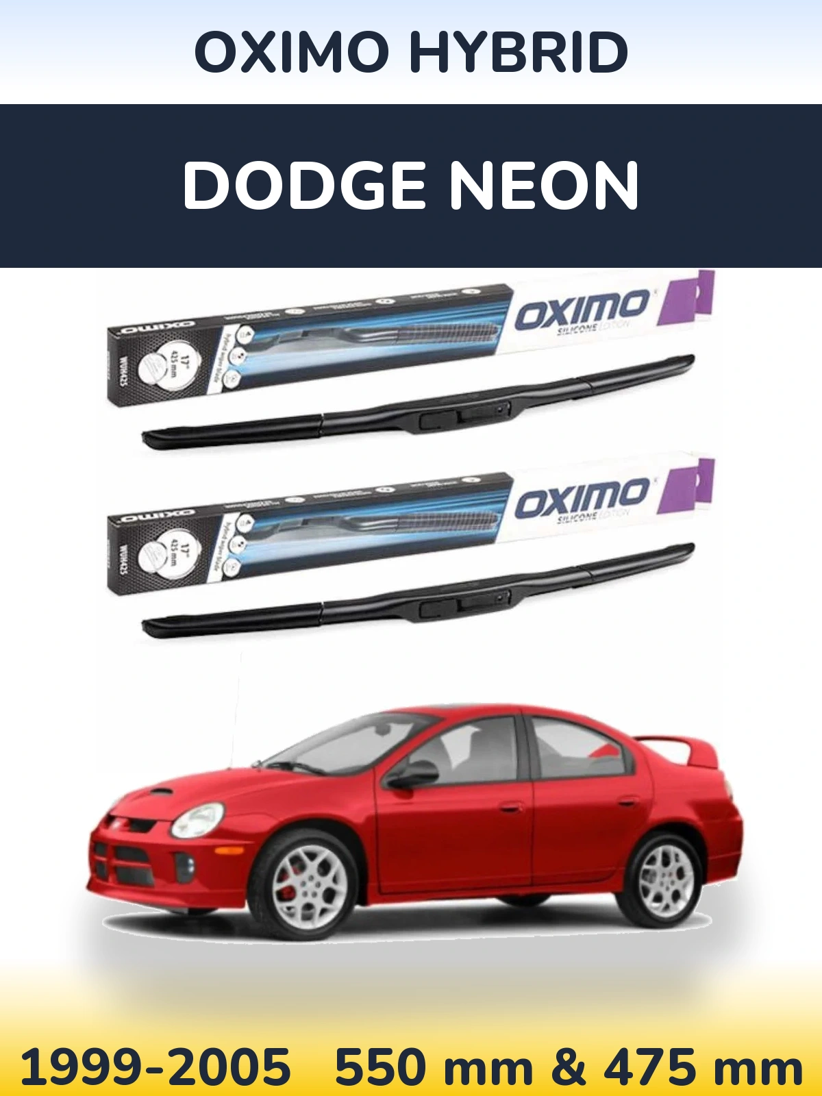 Front wiper blade set Oximo Hybrid 550 & 475 мм for Dodge Neon 1999-2005