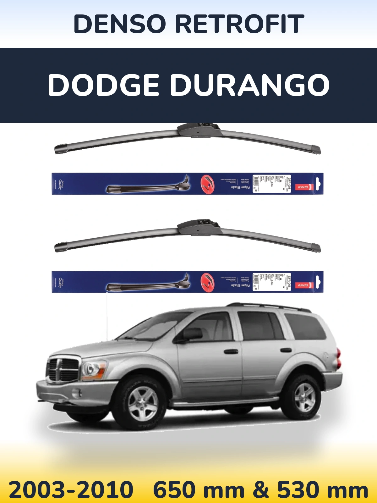 Komplet przednich wycieraczek Denso Retrofit 650 & 530 mm do Dodge Durango 2003-2010