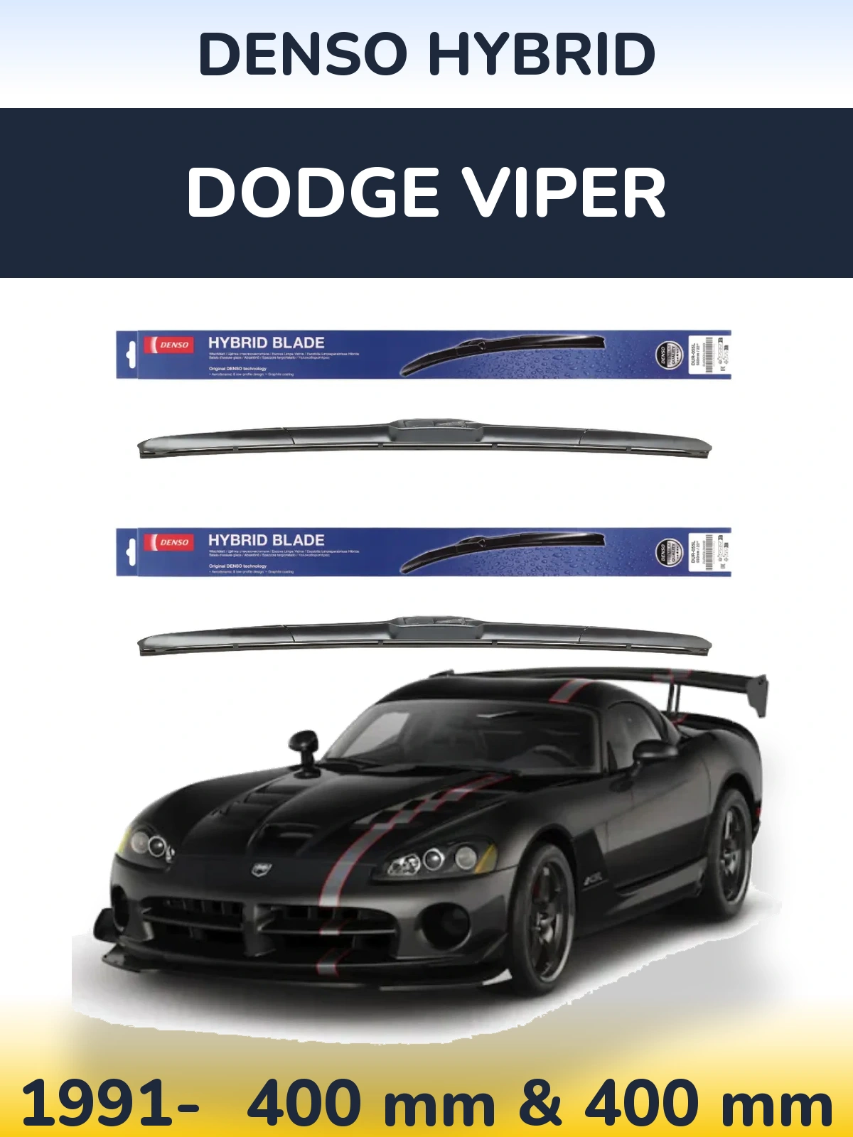 Komplet przednich wycieraczek Denso Hybrid 400 & 400 mm do Dodge Viper 1991-2026