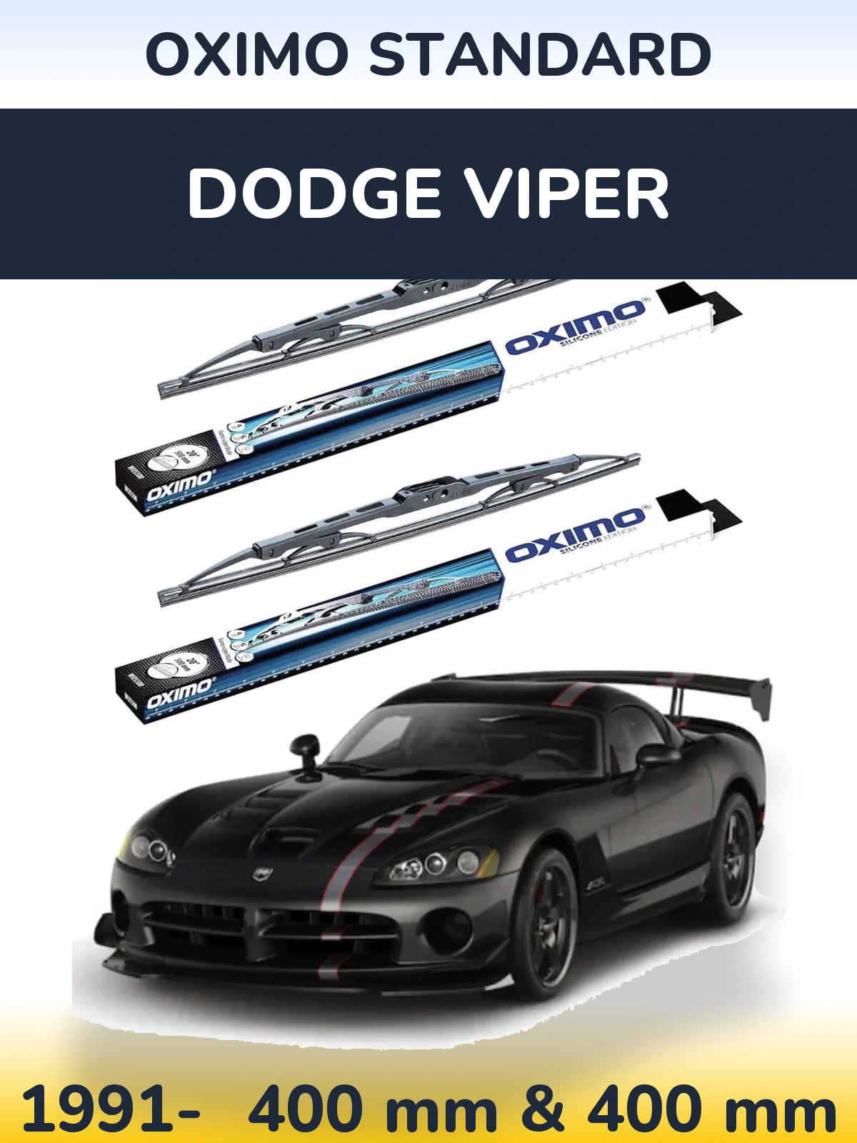 Комплект передних дворников Oximo Standard 400 & 400 мм для Dodge Viper 1991-2026
