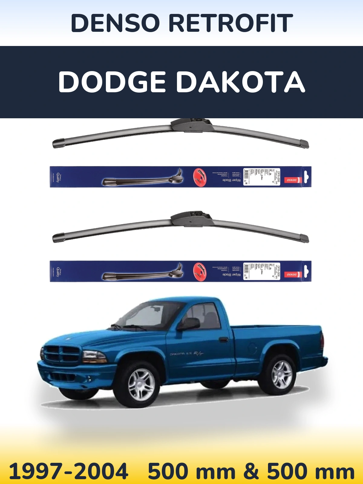 Komplet przednich wycieraczek Denso Retrofit 500 & 500 mm do Dodge Dakota 1997-2004