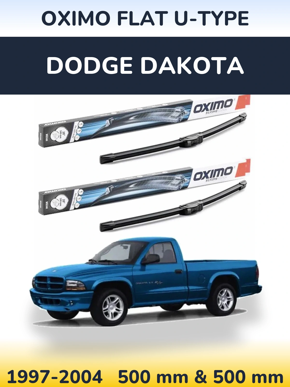 Комплект передних дворников Oximo Flat U-type 500 & 500 мм для Dodge Dakota 1997-2004
