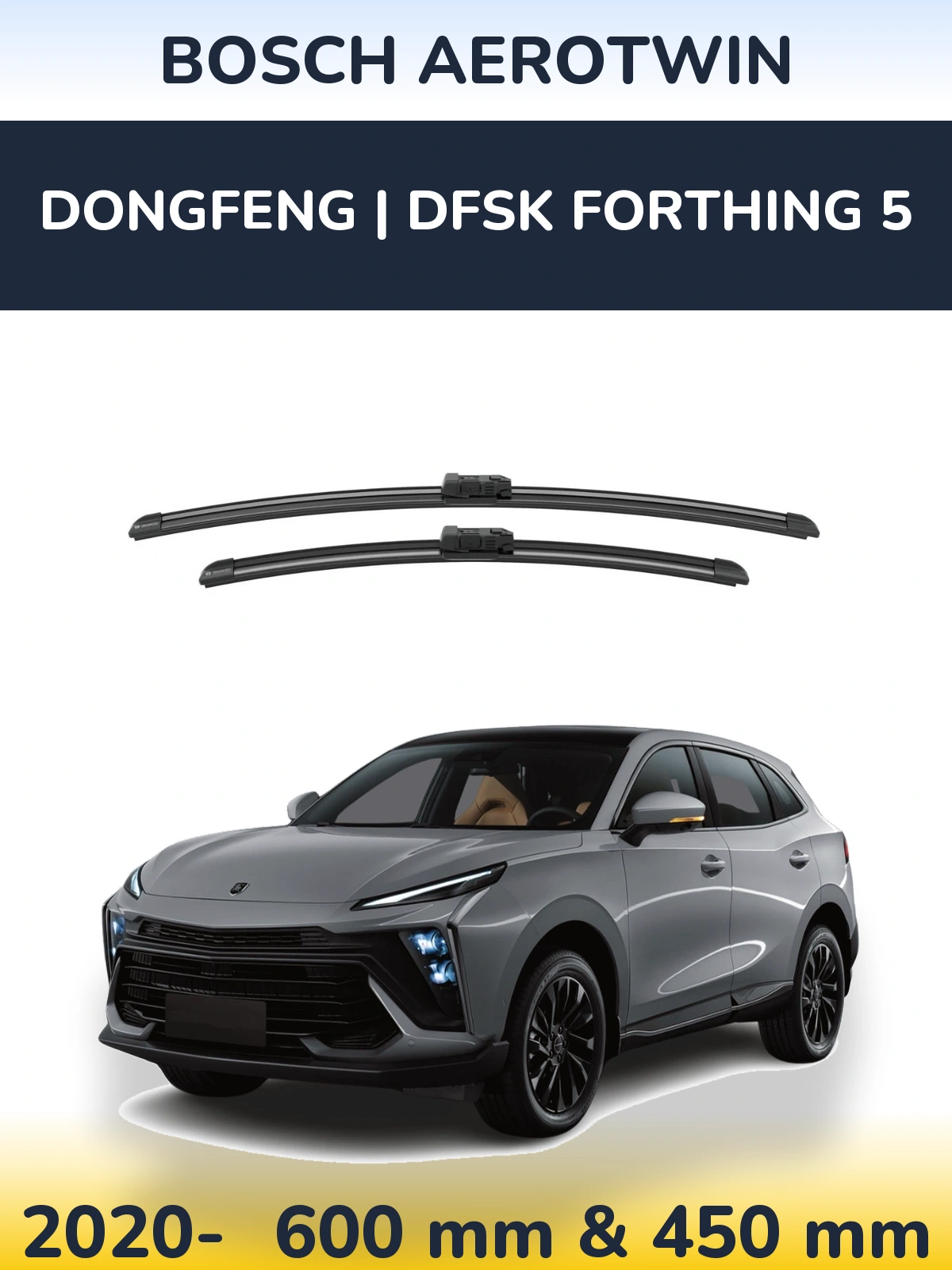 Комплект передних дворников BOSCH AeroTwin 600 & 450 мм для DongFeng | DFSK Forthing 5 2020-2026