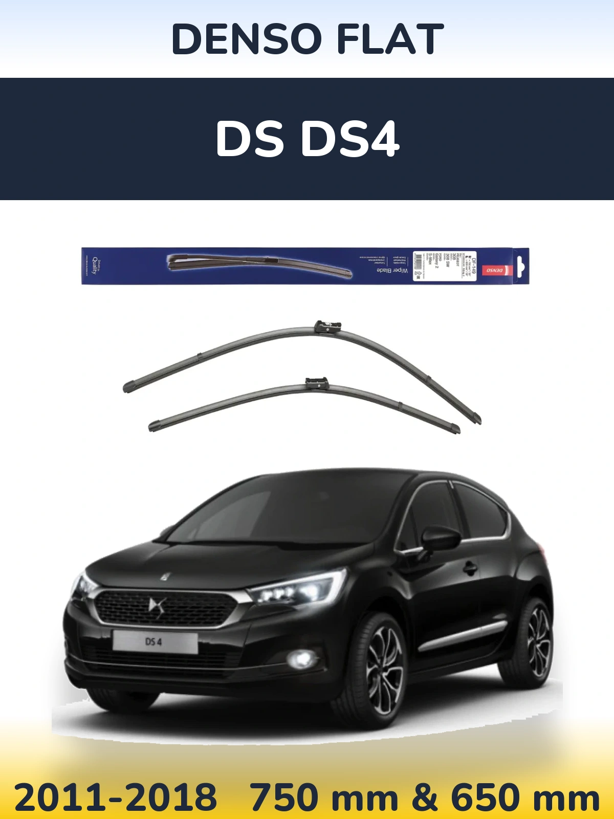 Komplet przednich wycieraczek Denso Flat 750 & 650 mm do DS DS4 2011-2018