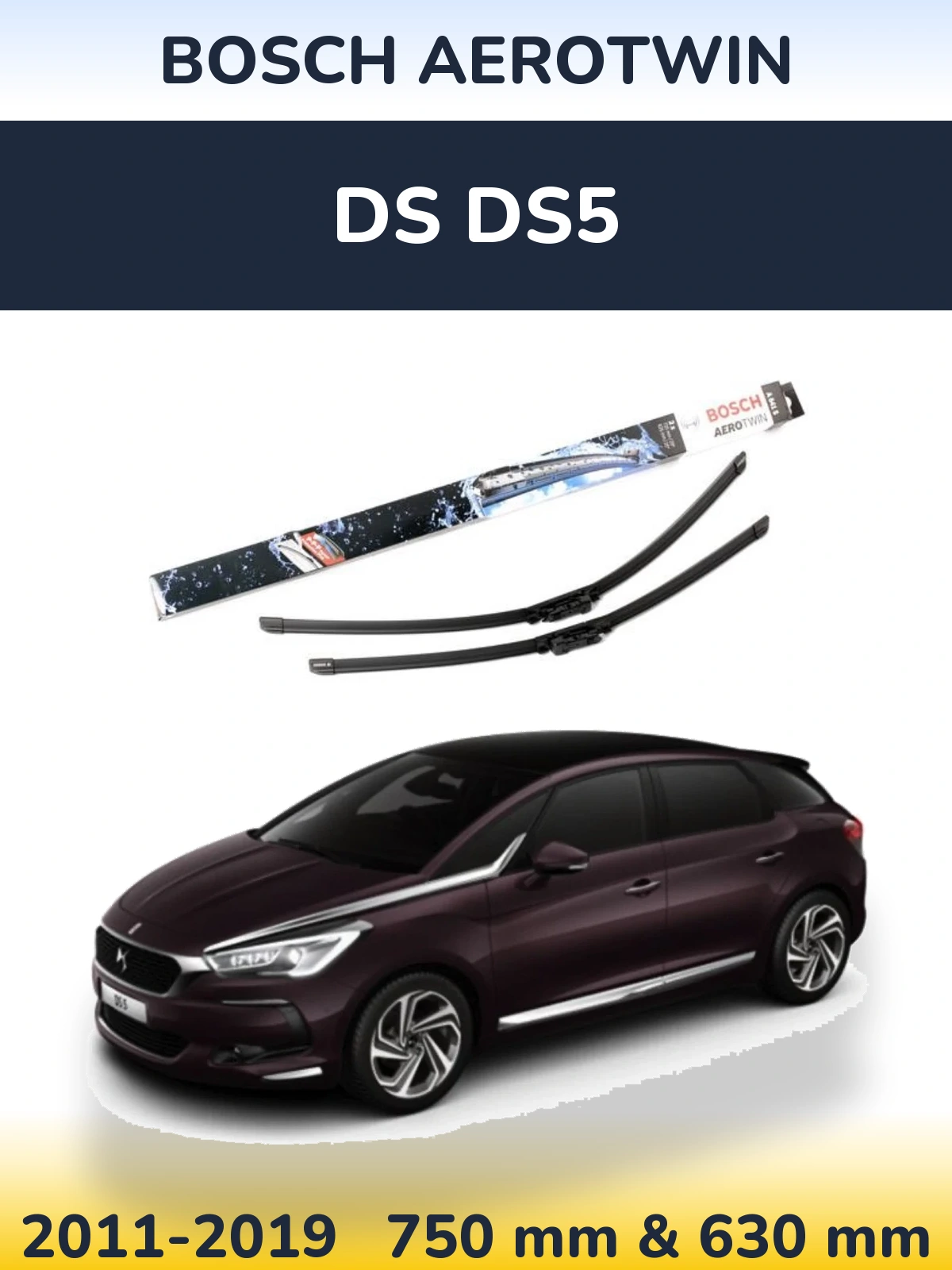Комплект передних дворников BOSCH AeroTwin 725 & 625 мм для DS DS5 2011-2019