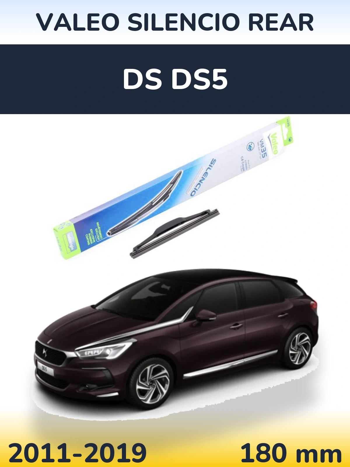 Rear wiper blade Valeo Silencio Rear 180 мм for DS DS5 2011-2019