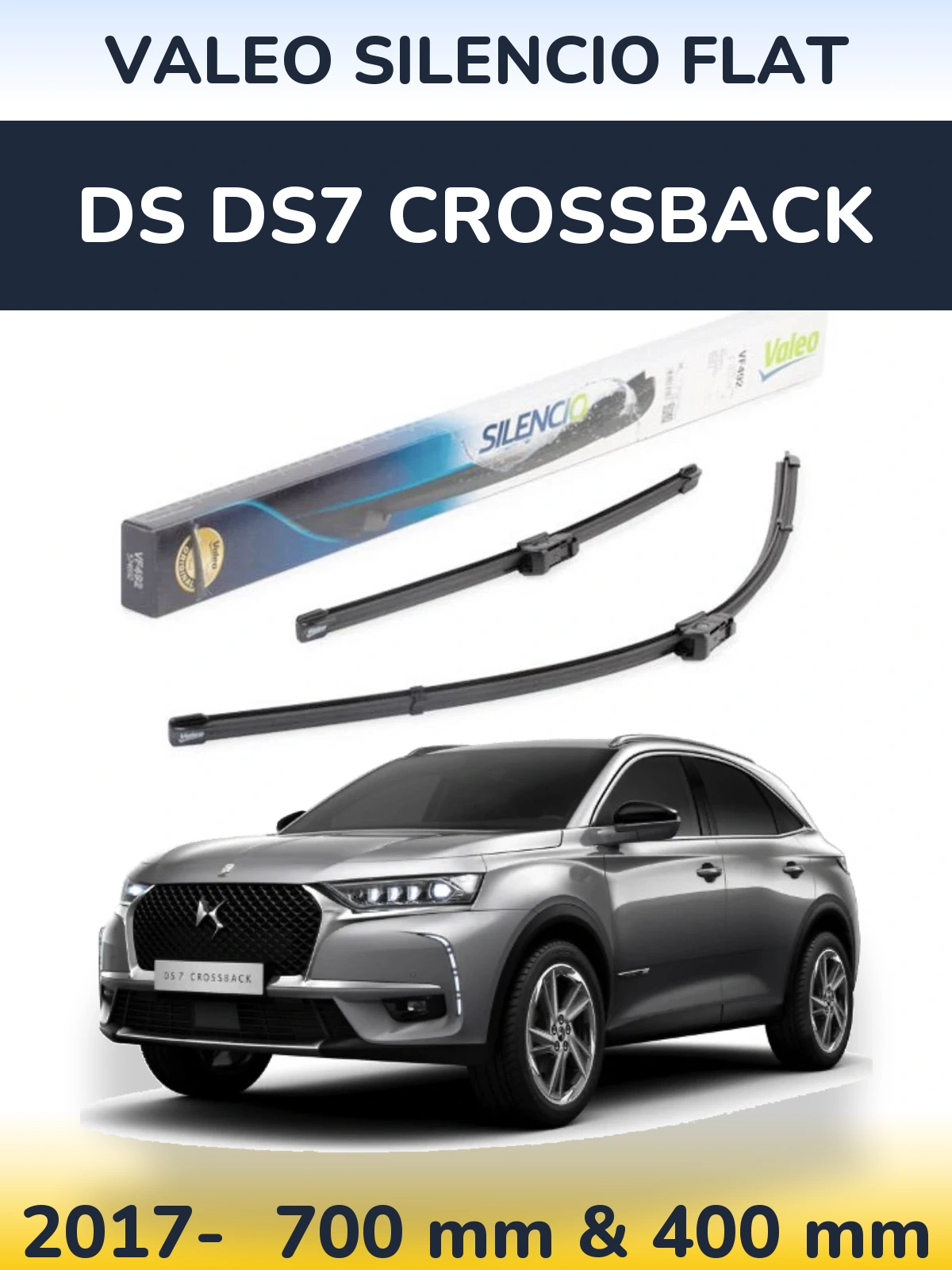 Комплект передних дворников Valeo Silencio Flat 700 & 400 мм для DS DS7 Crossback 2017-2026