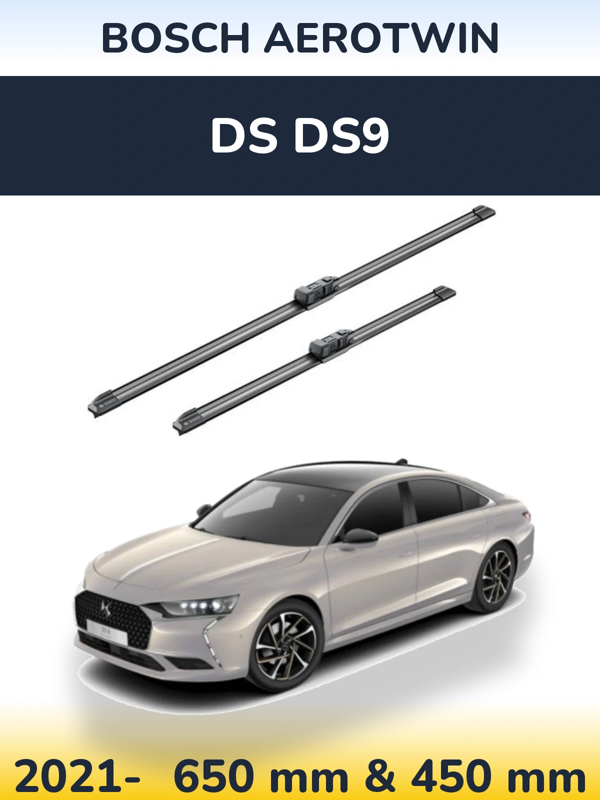 Комплект передних дворников BOSCH AeroTwin 650 & 450 мм для DS DS9 2021-2026