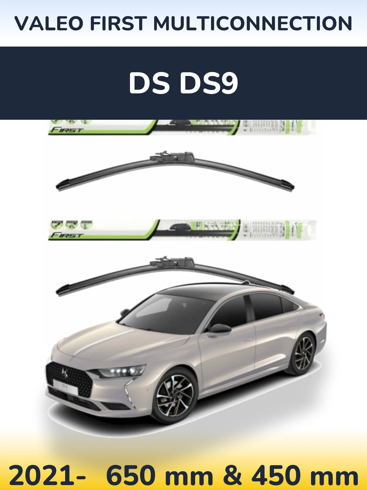 Комплект передних дворников Valeo First MultiConnection 650 & 450 мм для DS DS9 2021-2026