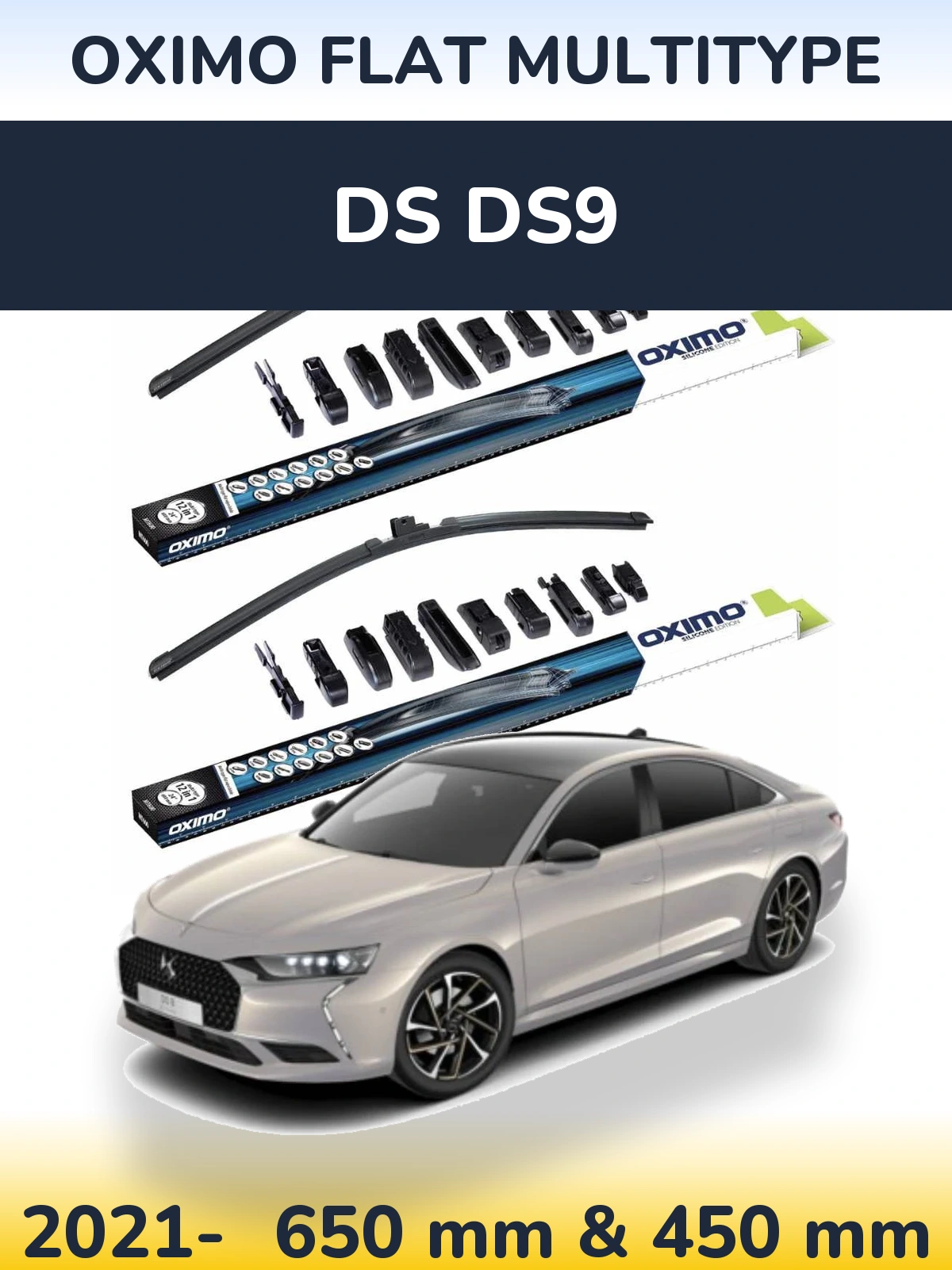 Комплект передніх щіток Oximo Flat MultiТипe 650 & 450 мм для DS DS9 2021-2026