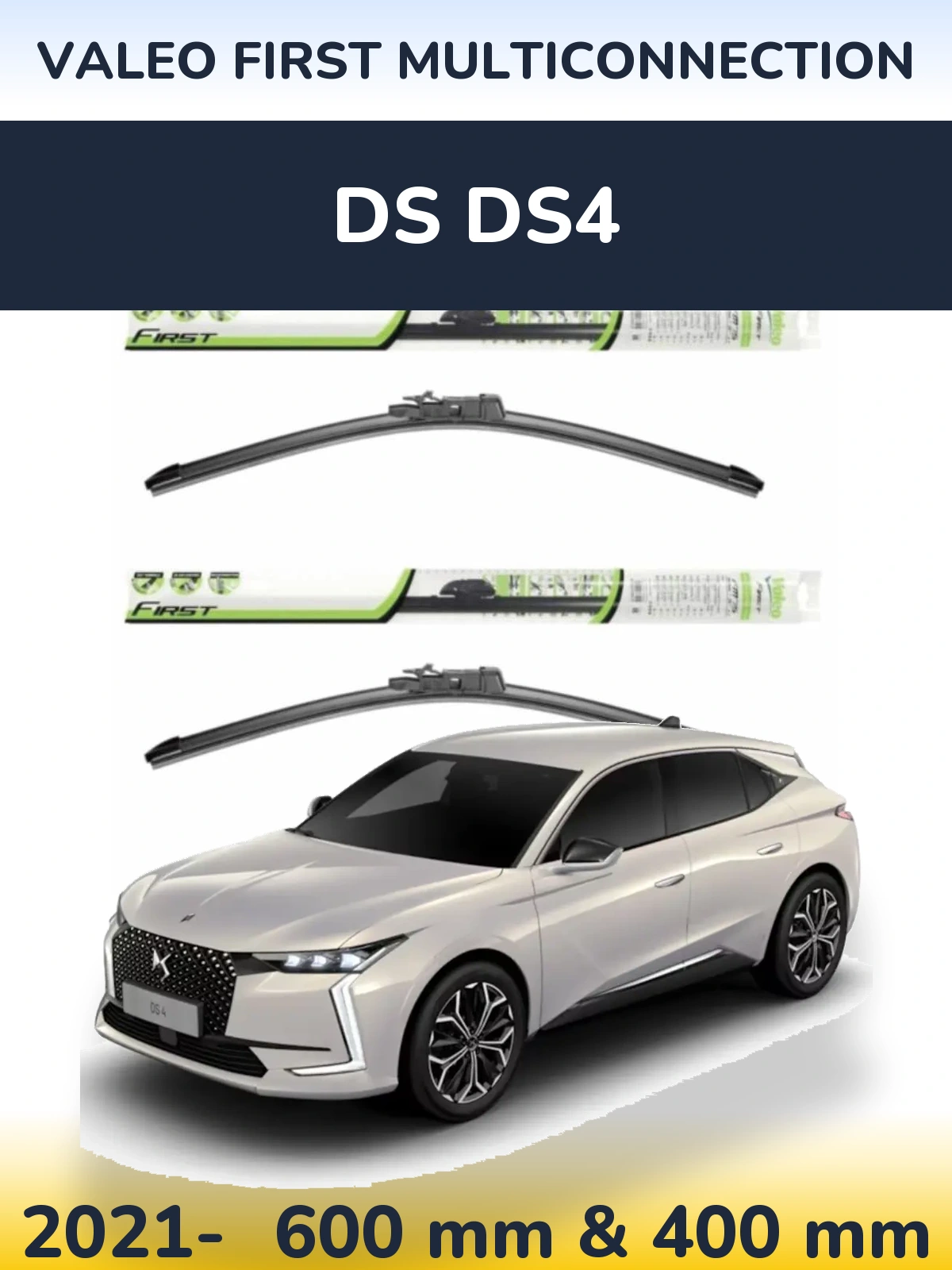 Front wiper blade set Valeo First MultiConnection 600 & 400 mm for DS DS4 2021-2026