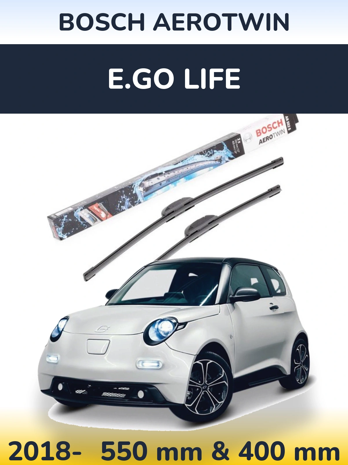 Комплект передних дворников BOSCH AeroTwin 550 & 400 мм для E.GO life 2018-2026