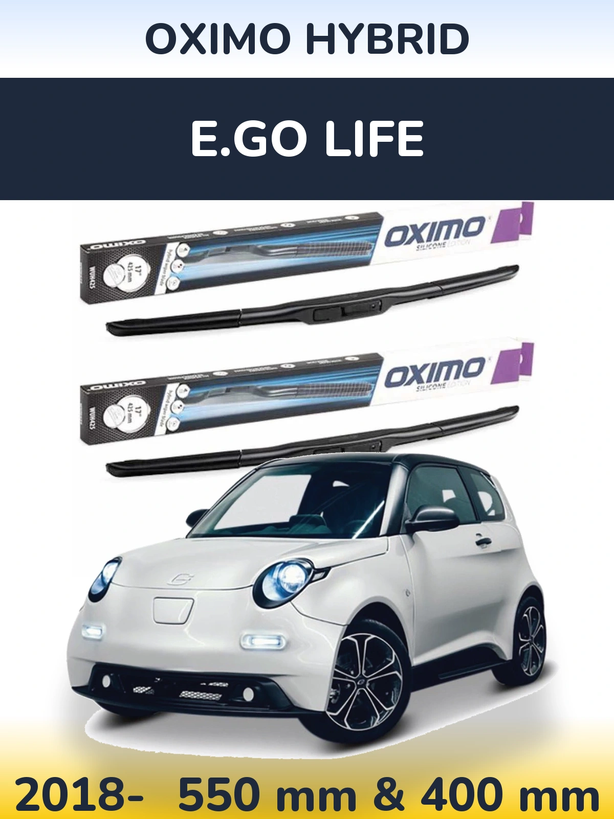 Комплект передних дворников Oximo Hybrid 550 & 400 мм для E.GO life 2018-2026