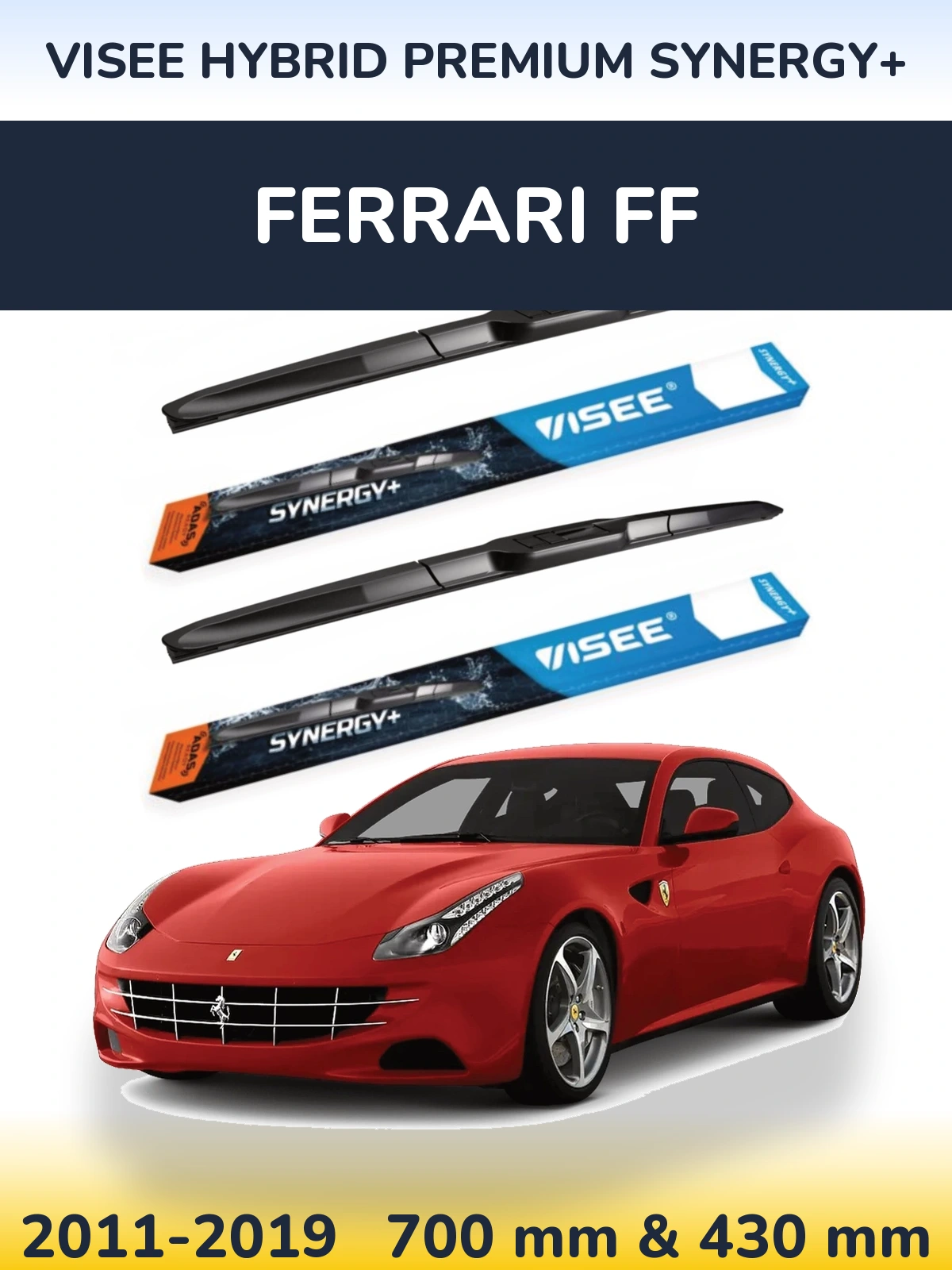 Front wiper blade set VISEE HYBRID PREMIUM SYNERGY+ 700 & 430 мм for Ferrari FF 2011-2019