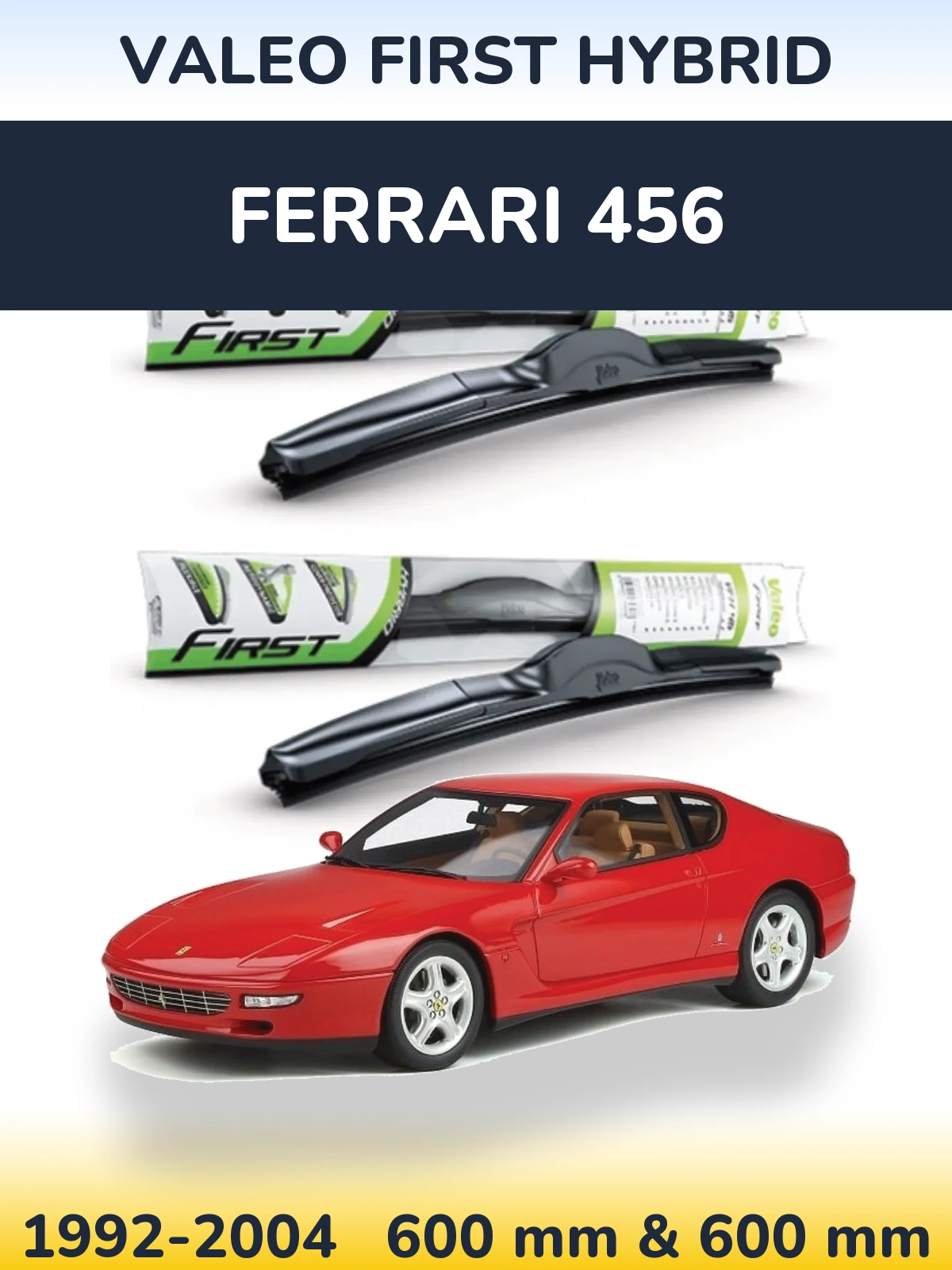 Front wiper blade set Valeo First Hybrid 600 & 600 мм for Ferrari 456 1992-2004