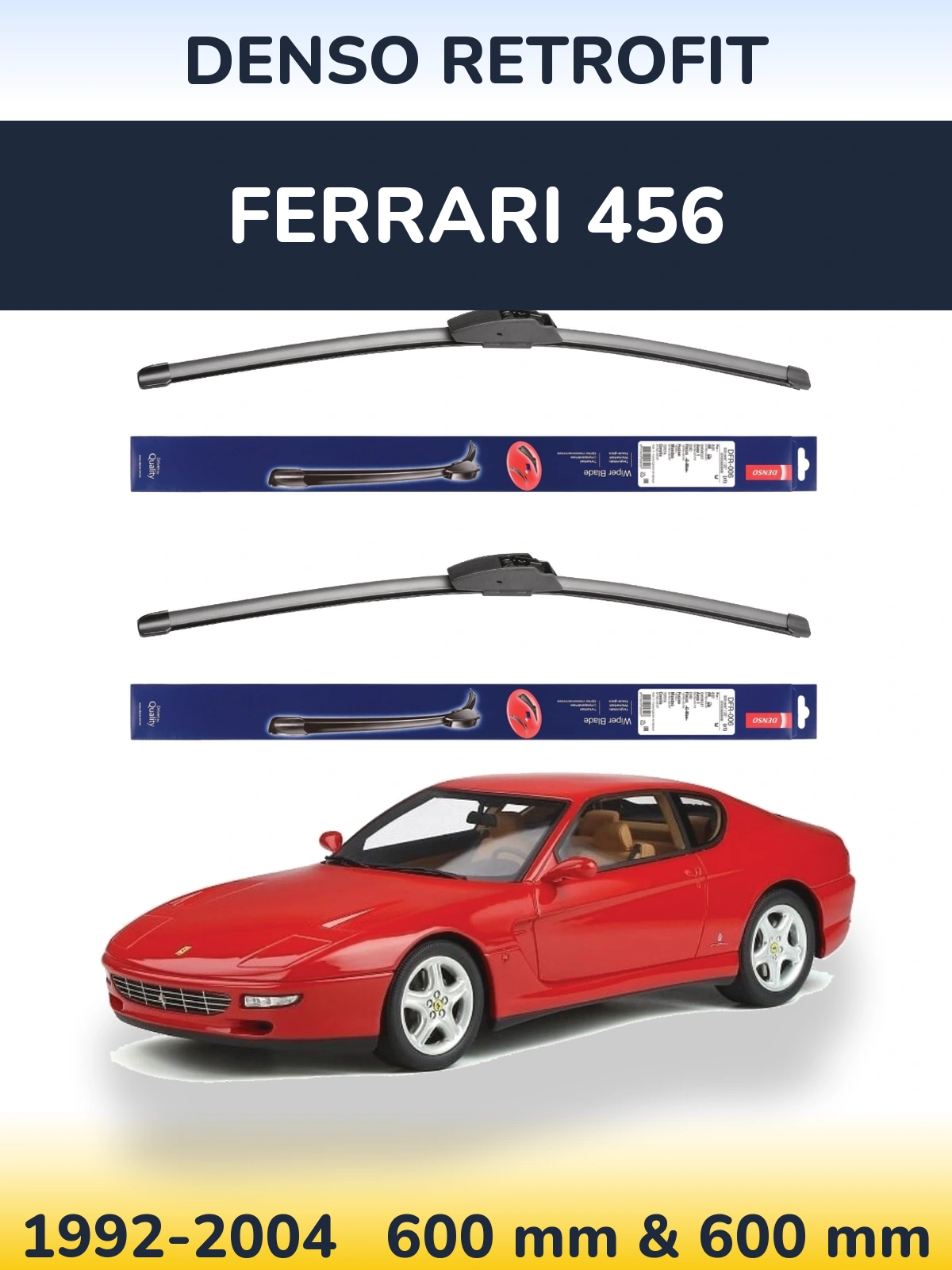 Front wiper blade set Denso Retrofit 600 & 600 мм for Ferrari 456 1992-2004