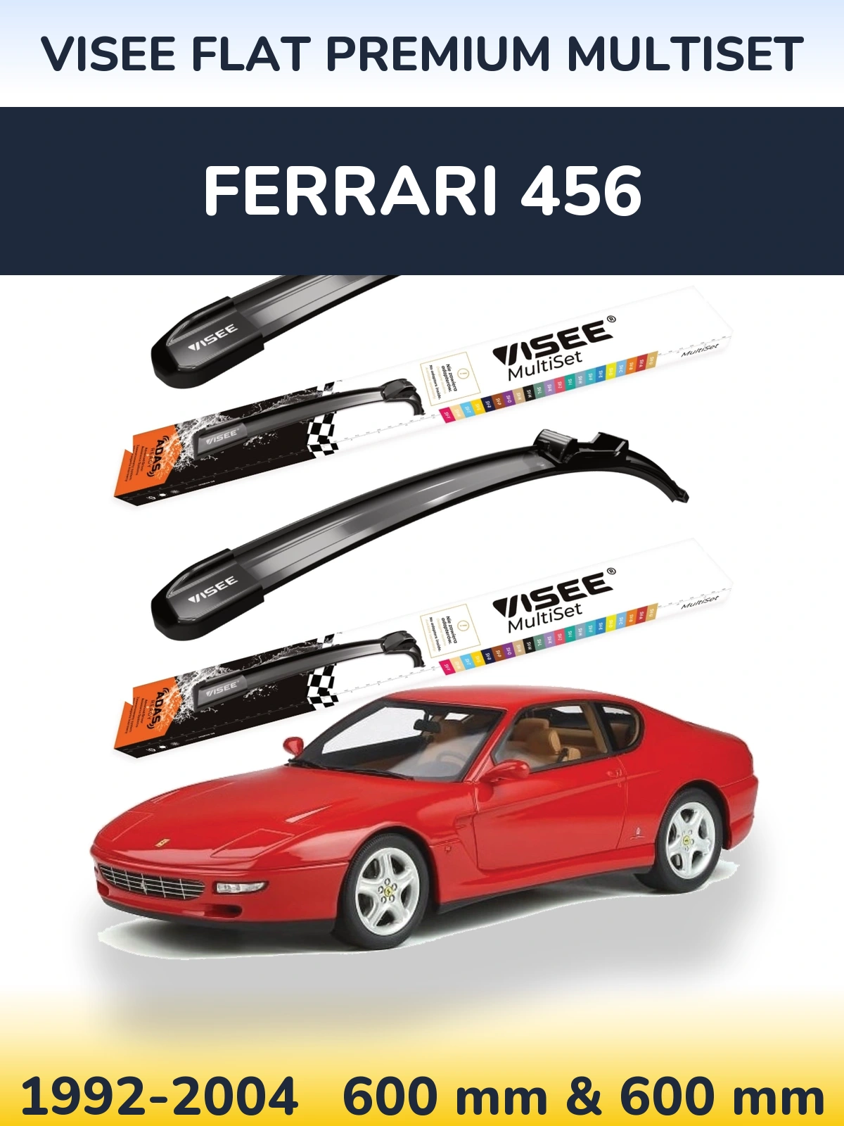 Front wiper blade set VISEE FLAT PREMIUM MultiSet 600 & 600 mm for Ferrari 456 1992-2004